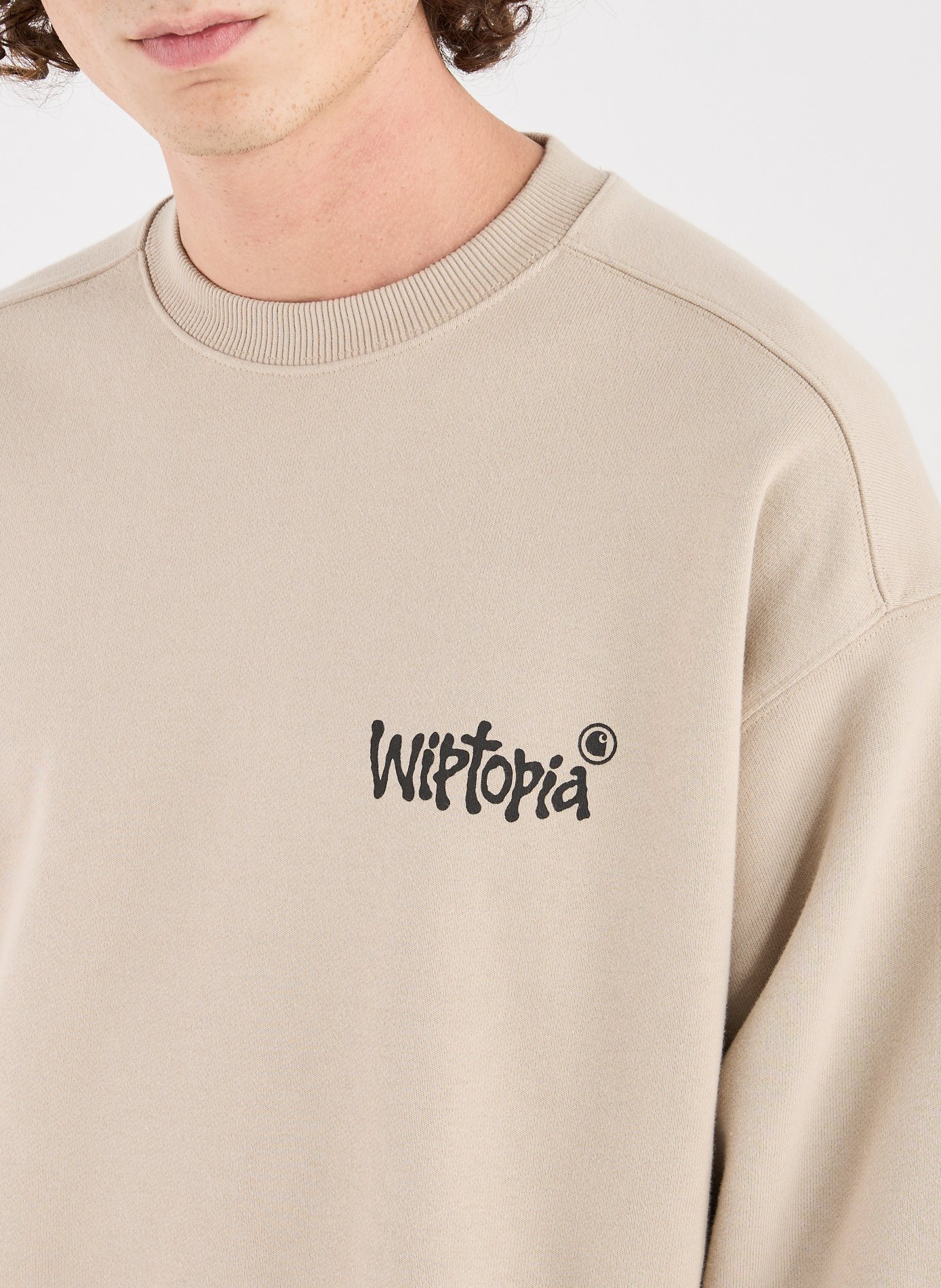 Oversized cotton screen-printed sweatshirt CARHARTT WIP Beige