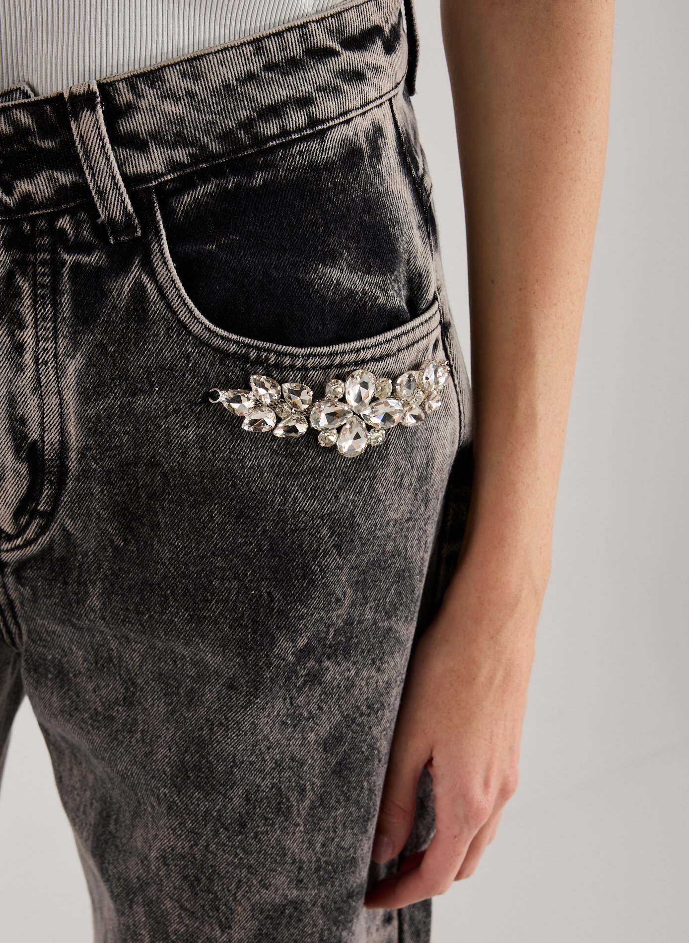 Jean large délavé en coton MARQUES ALMEIDA Noir