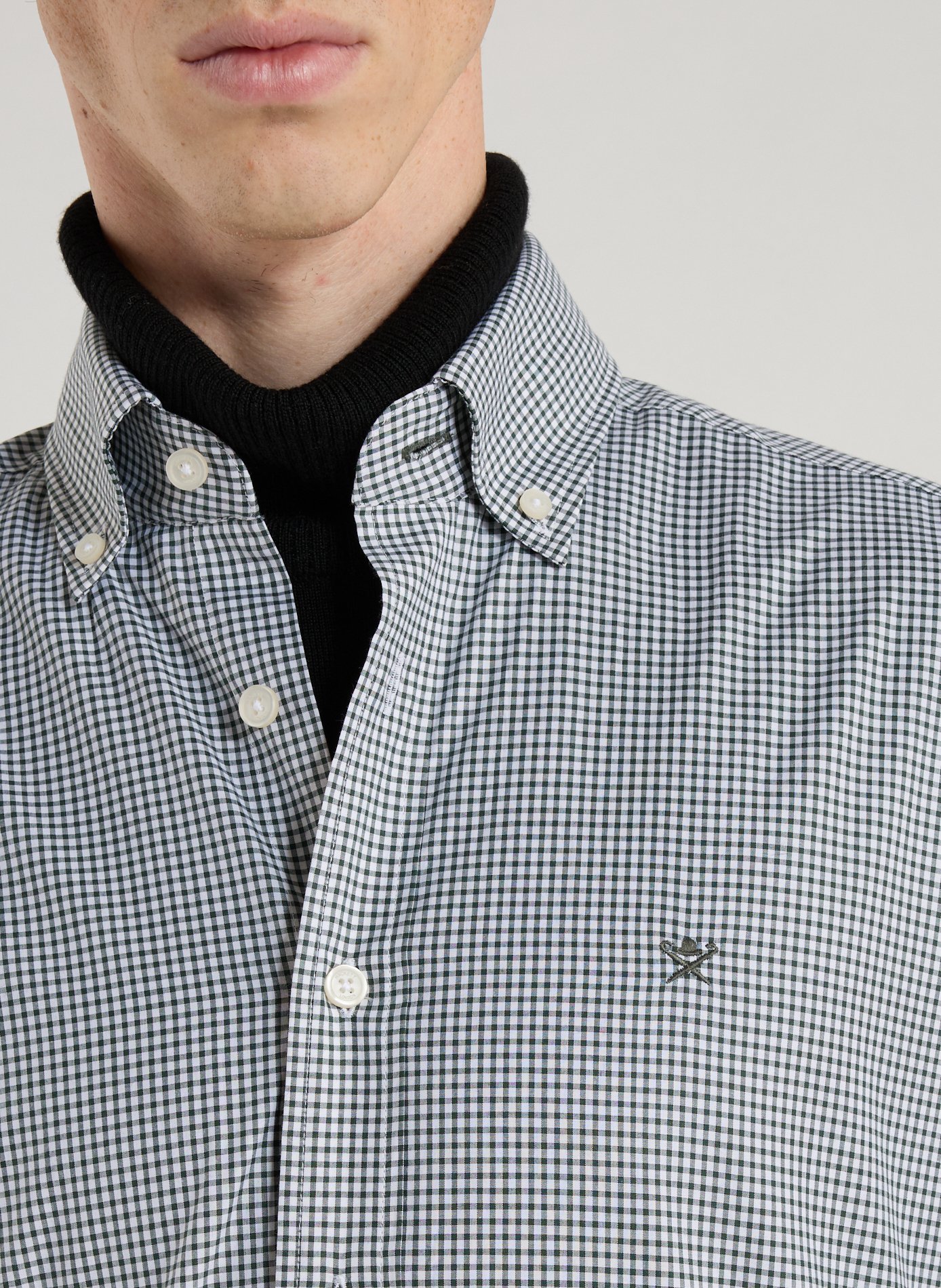 Chemise à carreaux en coton HACKETT Vert