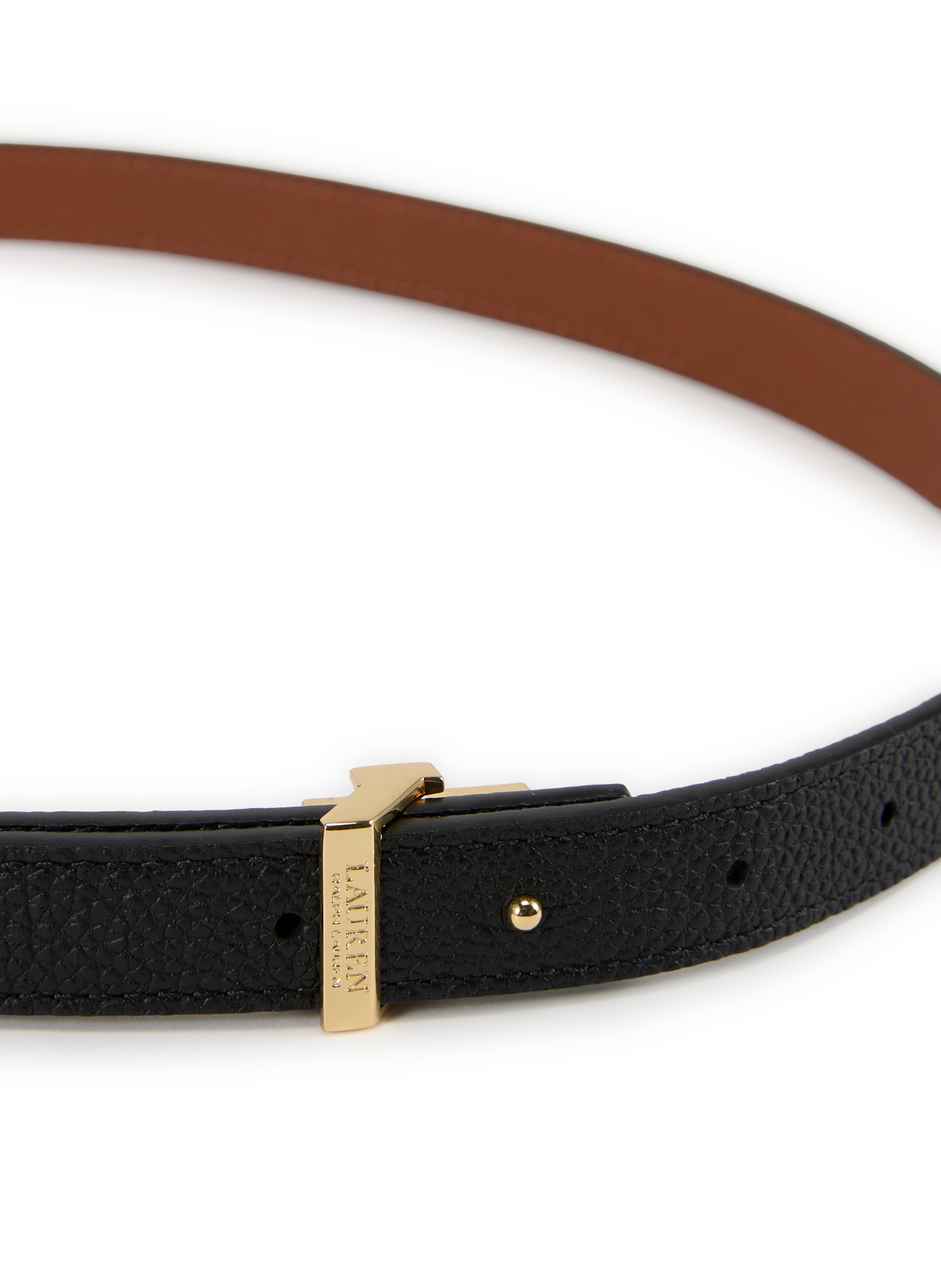 Ceinture en cuir à logo LAUREN Noir