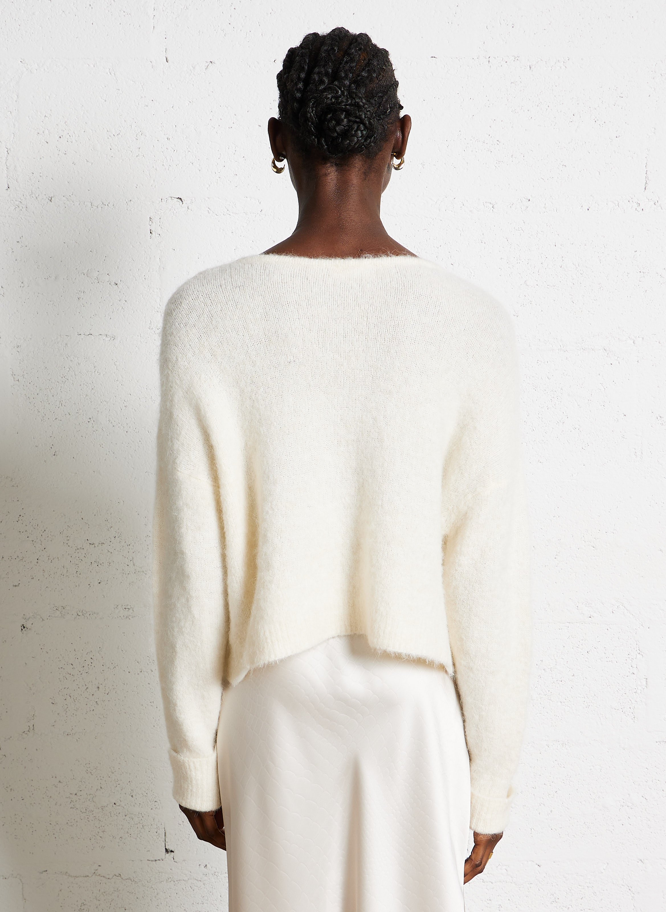 Pull oversize à col v east AMERICAN VINTAGE Beige