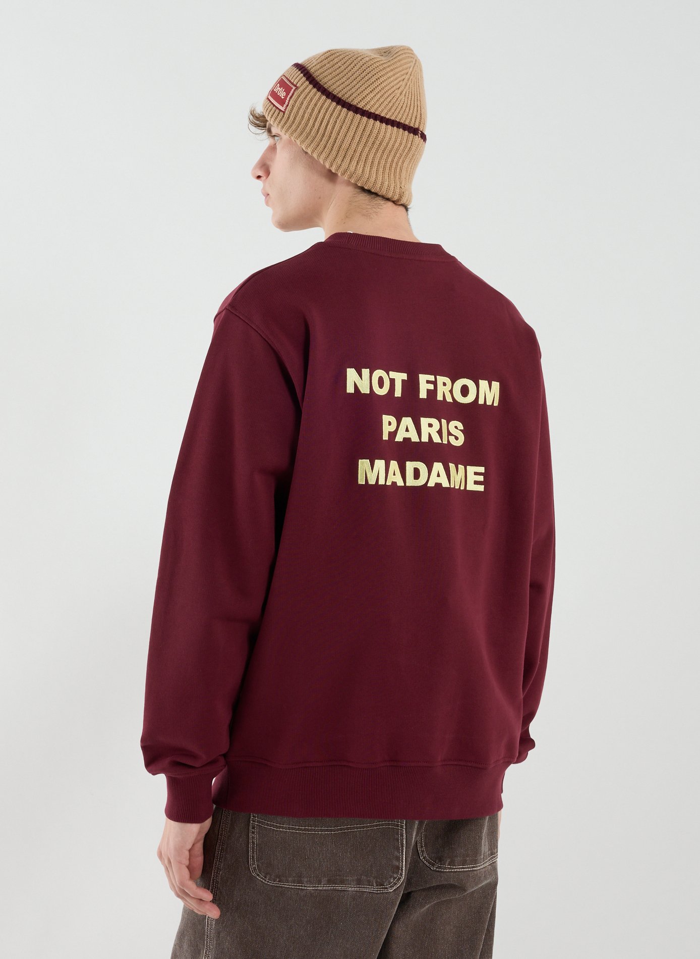 Sweat col rond en coton DROLE DE MONSIEUR Rouge