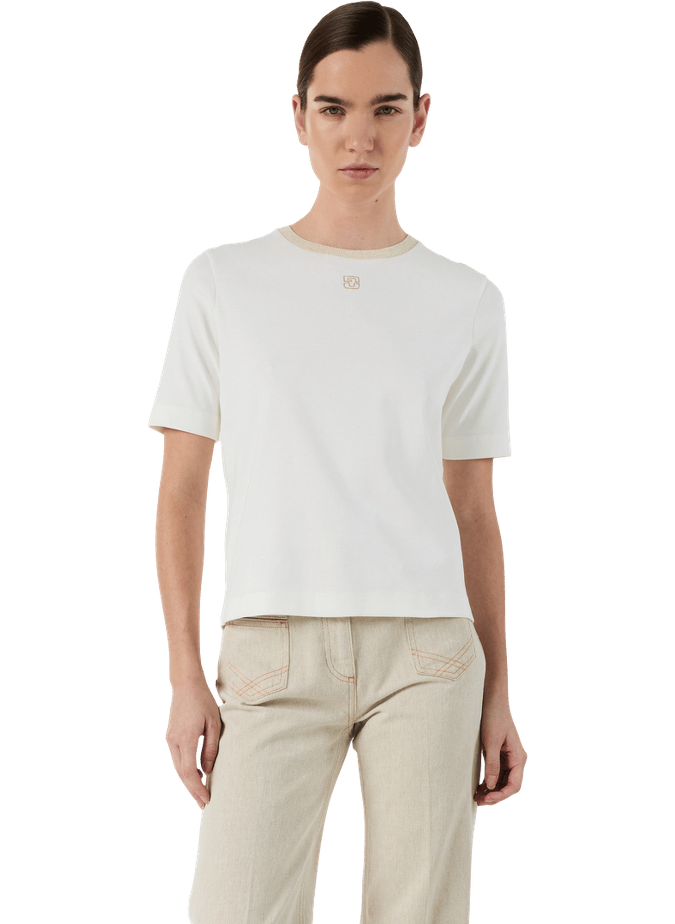 T-shirt en coton et lurex doré - mavie GERARD DAREL Beige
