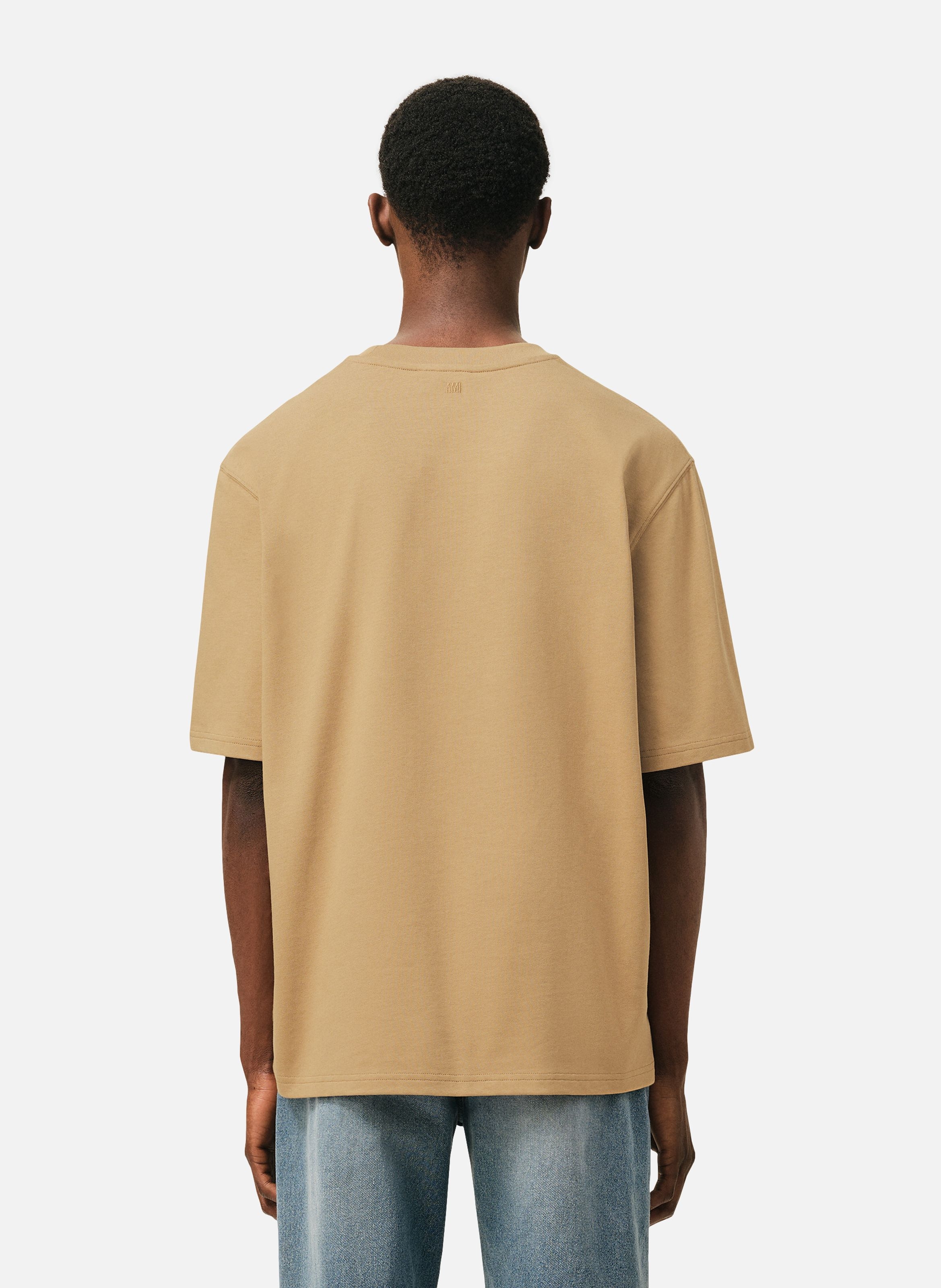 T-shirt broderie ami de coeur unisexe en coton AMI PARIS Beige