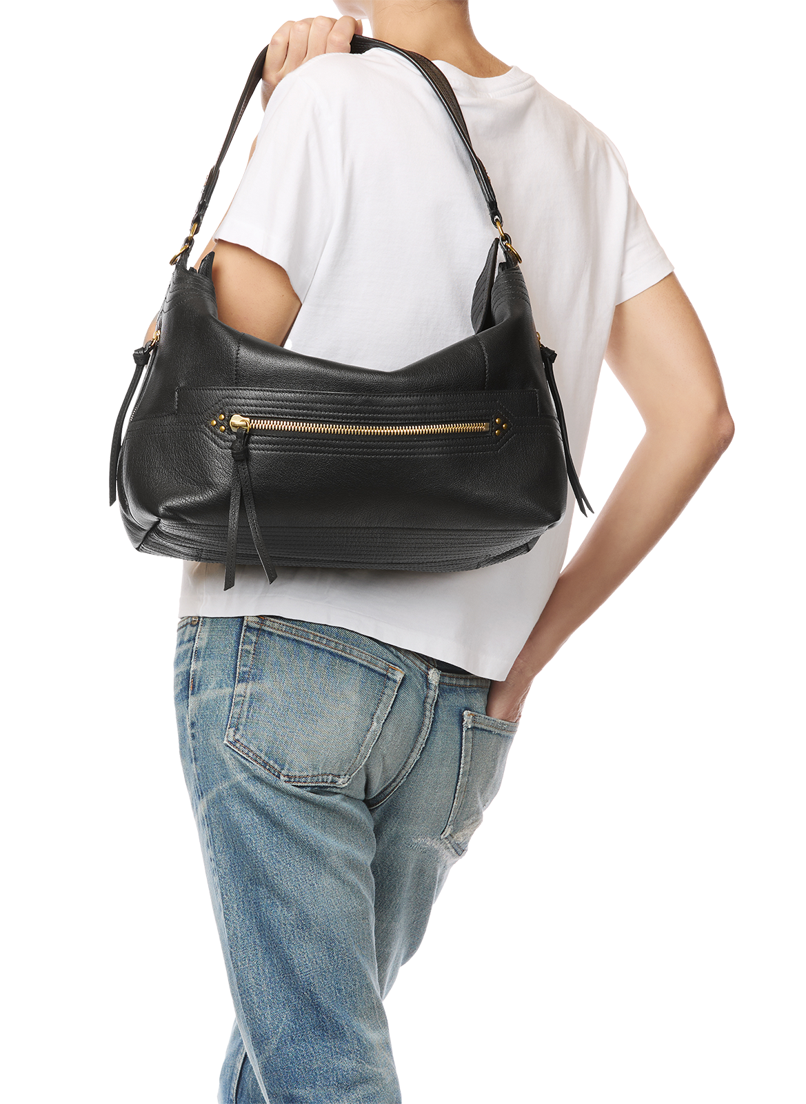 Lucky calf and goat leather baguette bag JÉRÔME DREYFUSS Black