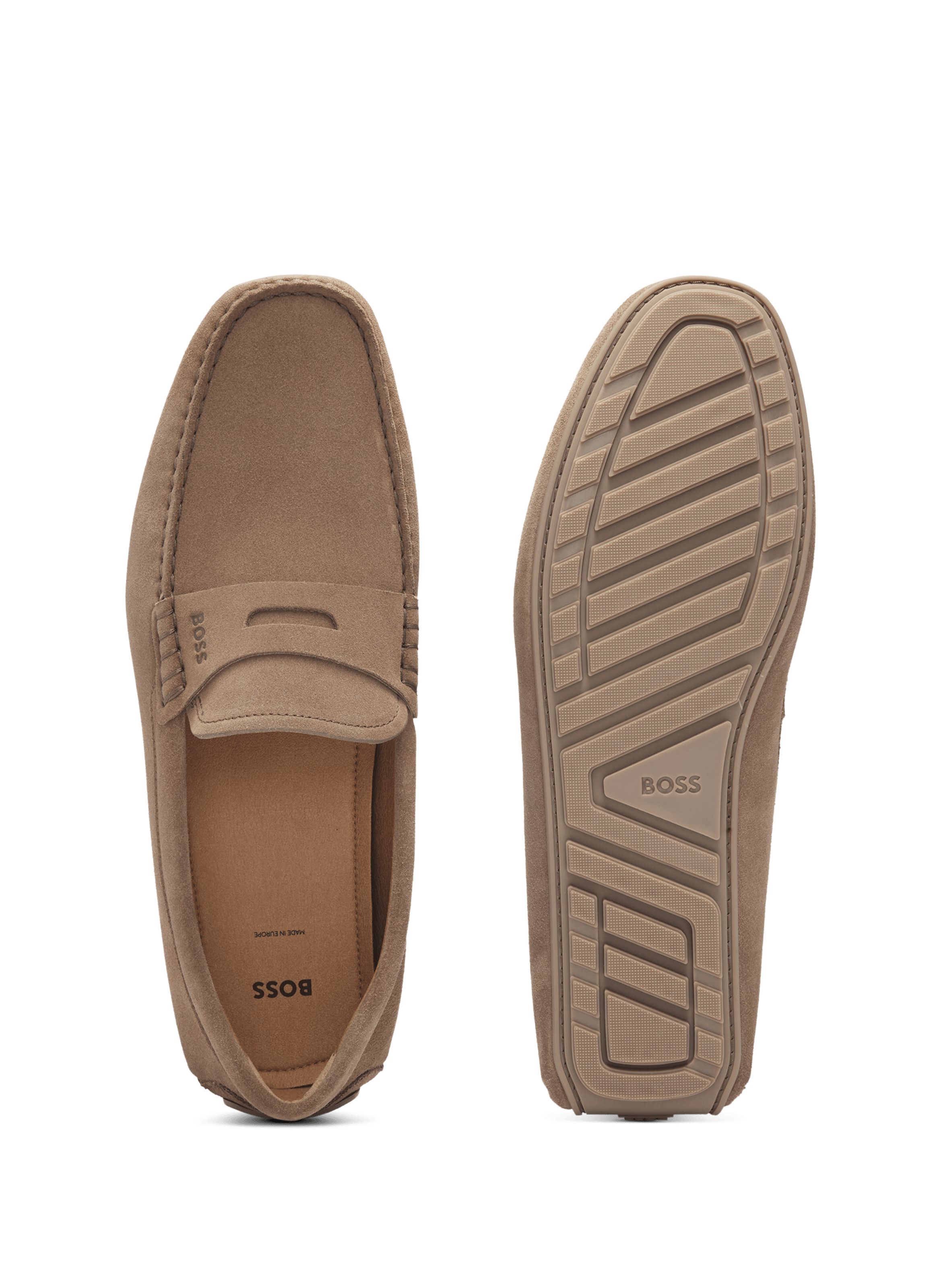 Mocassins Noel en cuir de vache suédé HUGO BOSS Beige