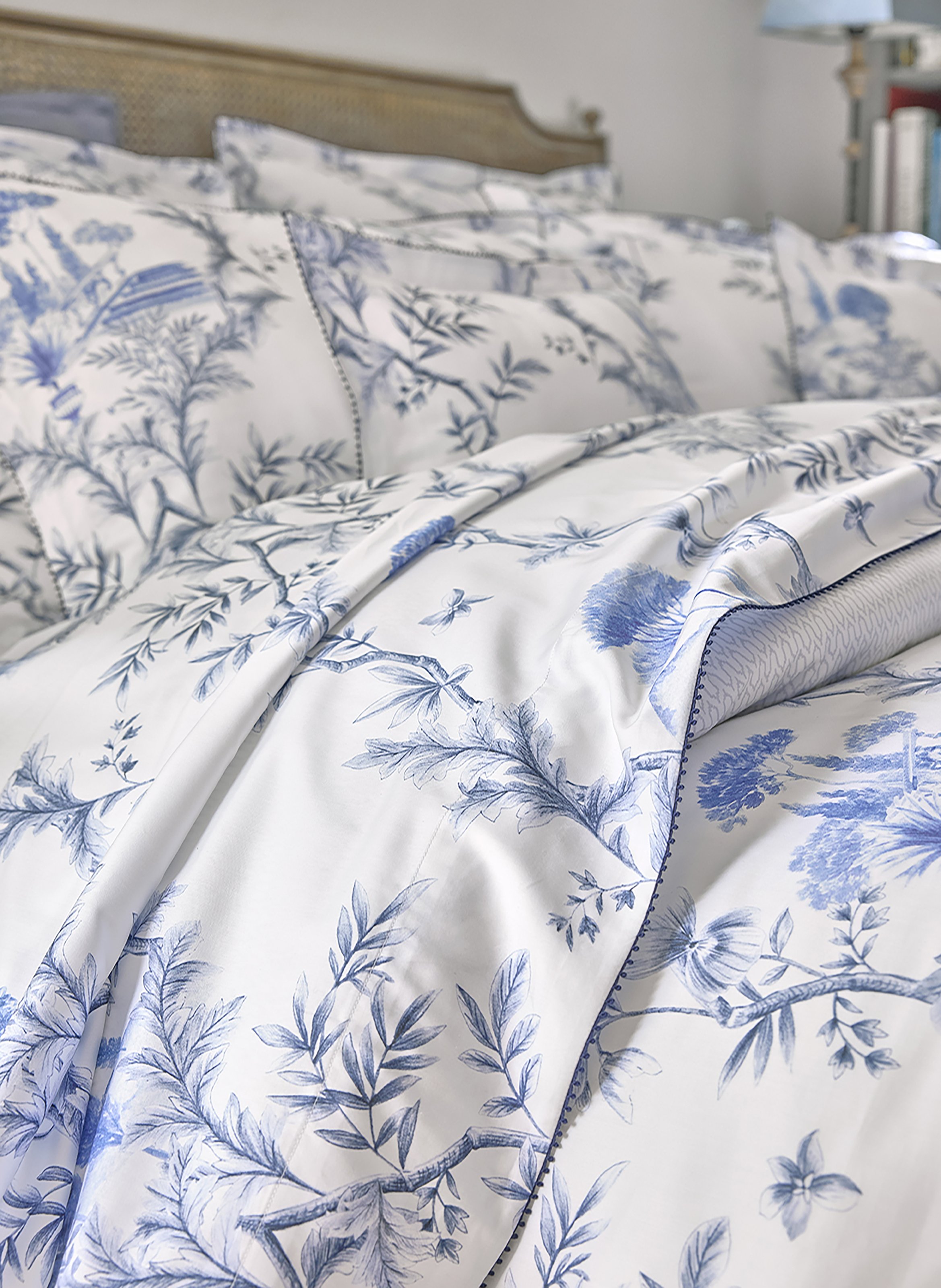 Drap plat imprimé en satin de coton bio, luberon ALEXANDRE TURPAULT Bleu