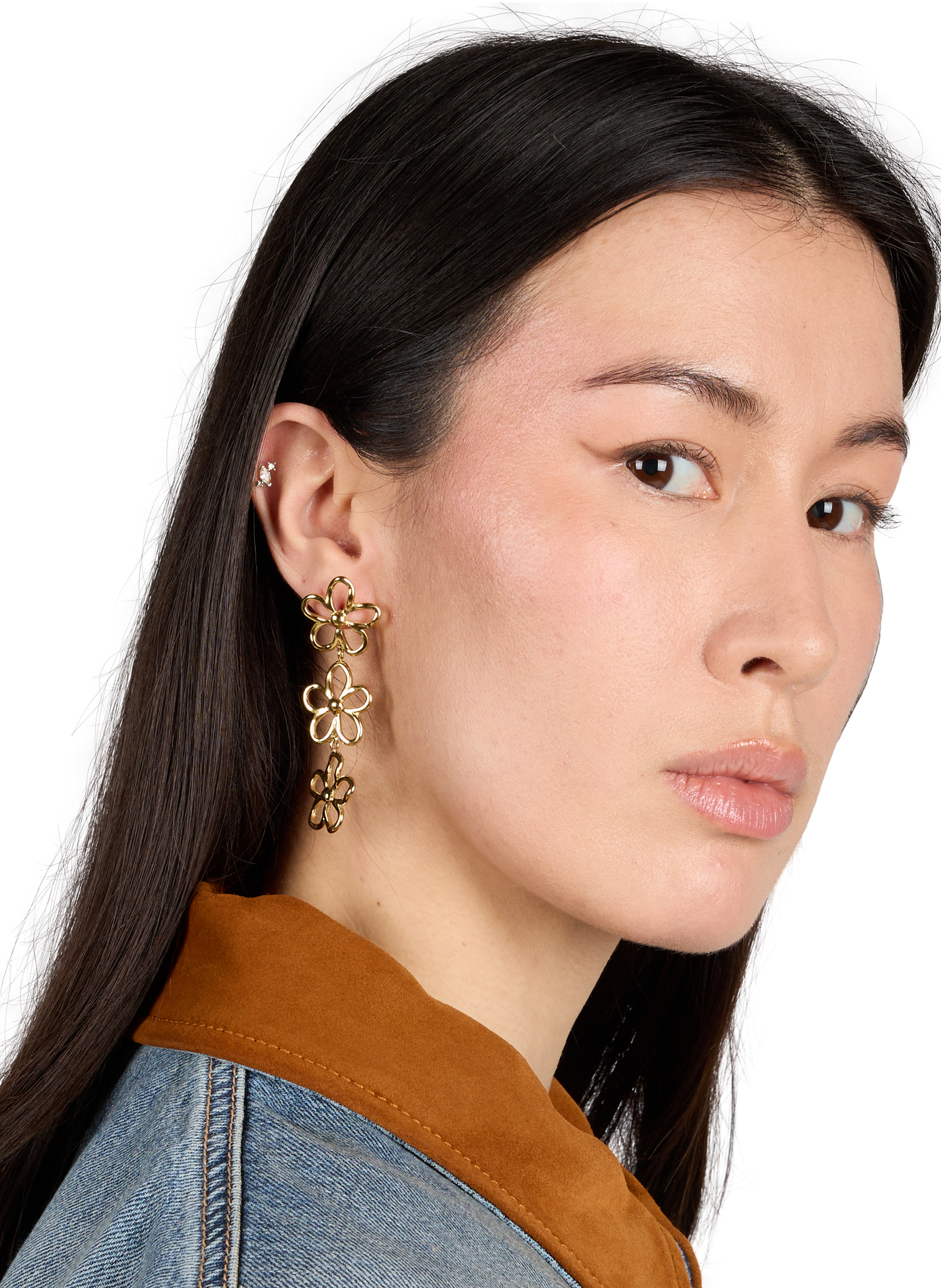 Flower dangle earrings AU PRINTEMPS PARIS Golden