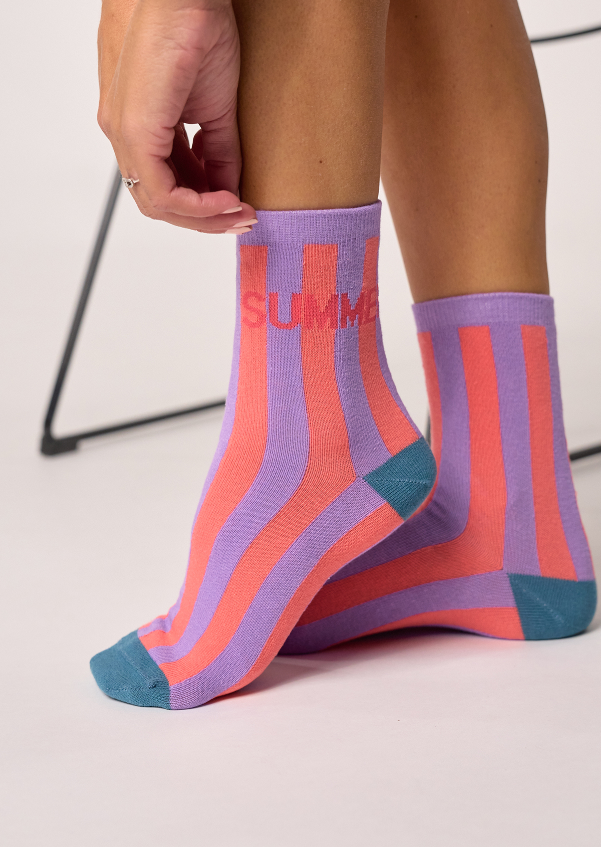 Chaussettes en coton peigné rayées BILLYBELT Violet