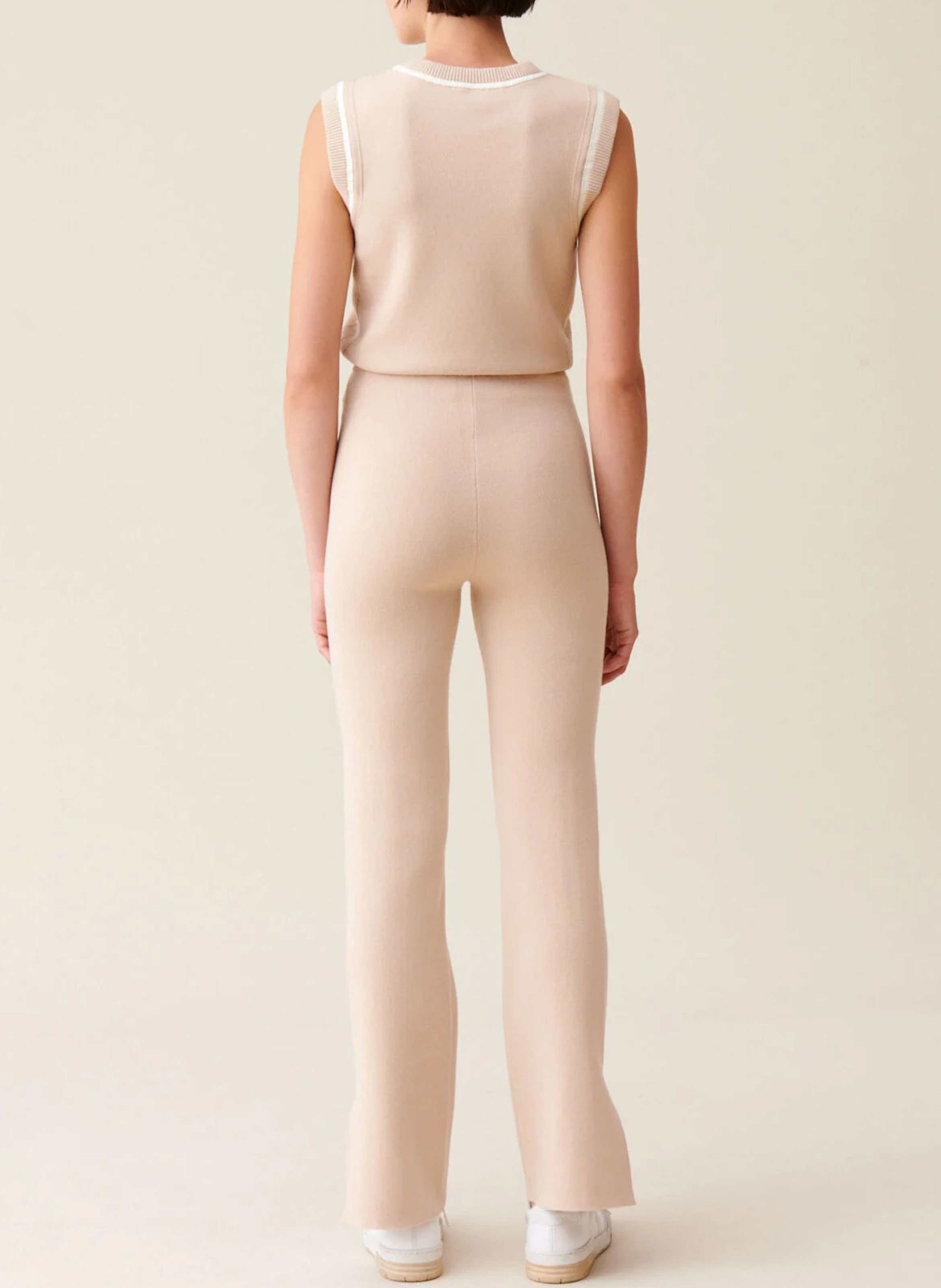 Pantalon droit surpiqures en coton mélangé CLAUDIE PIERLOT Beige