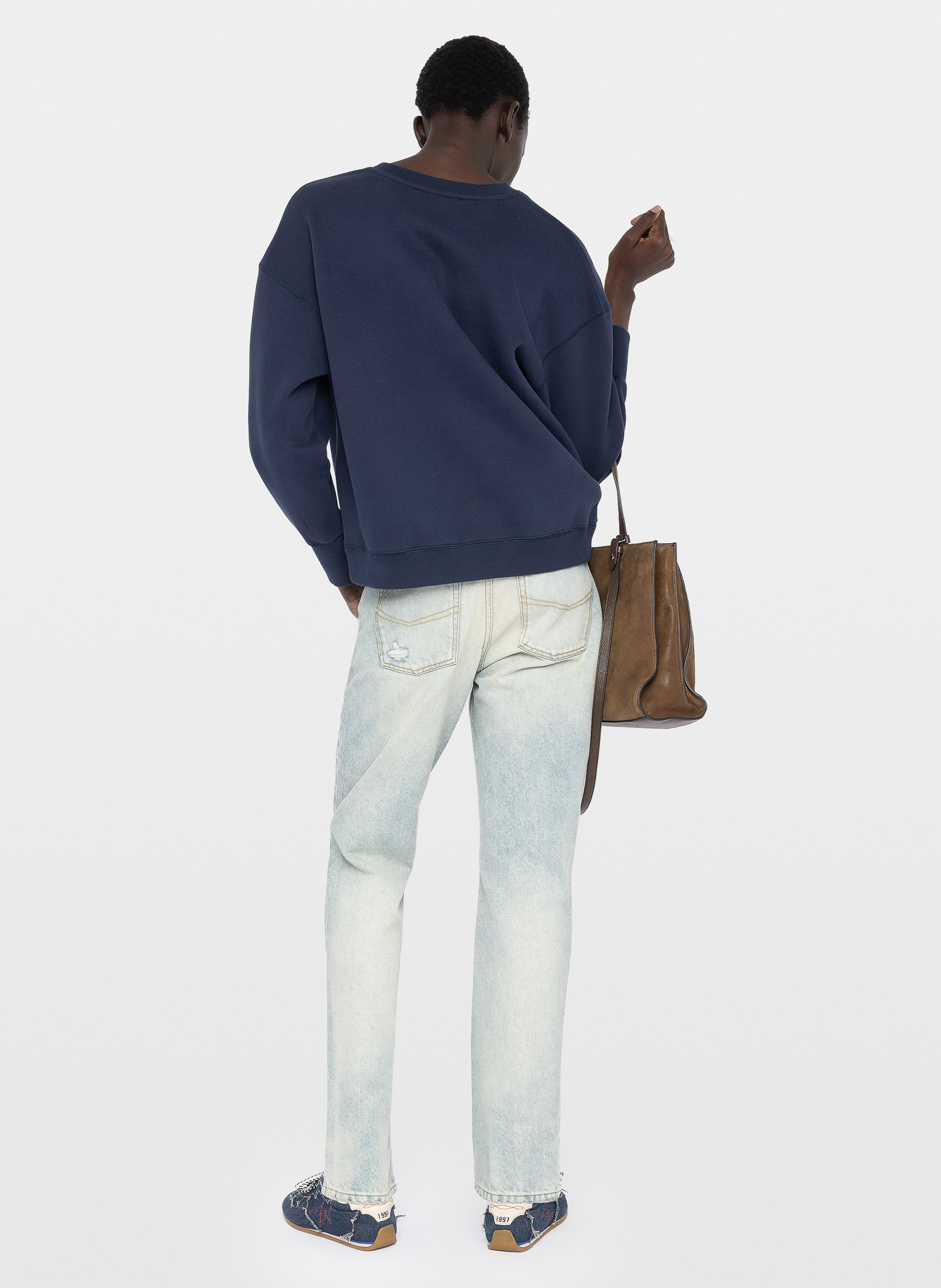 Sweat col rond droit brodé olive ZADIG&VOLTAIRE Bleu