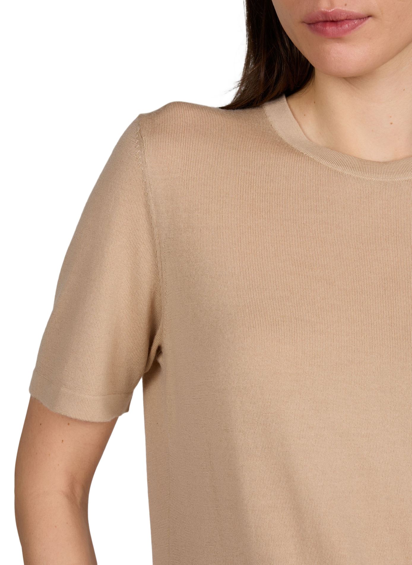 Pull col rond en laine mérinos AU PRINTEMPS PARIS Beige