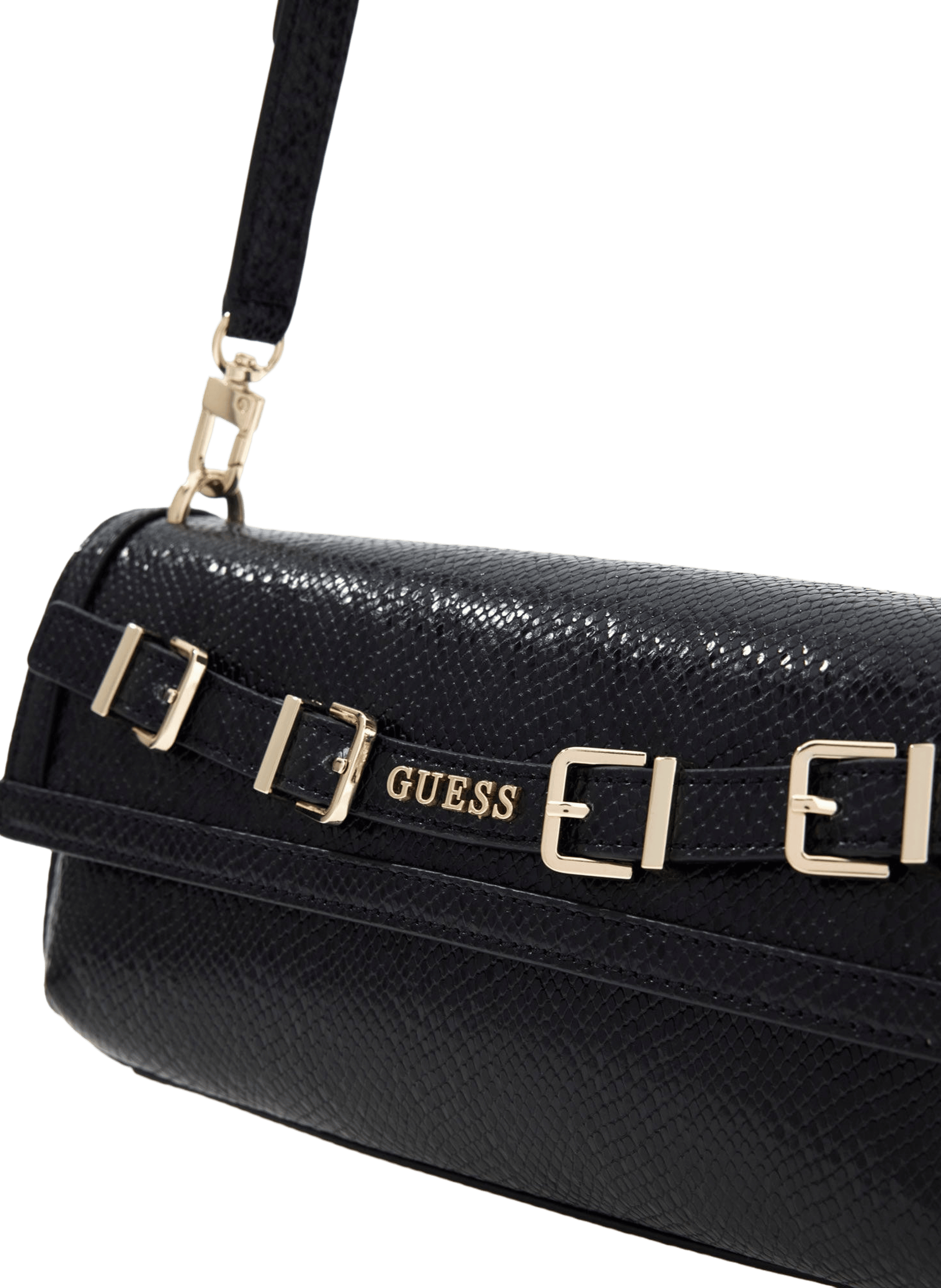 Borsa lucida testurizzata a tracolla GUESS Nero