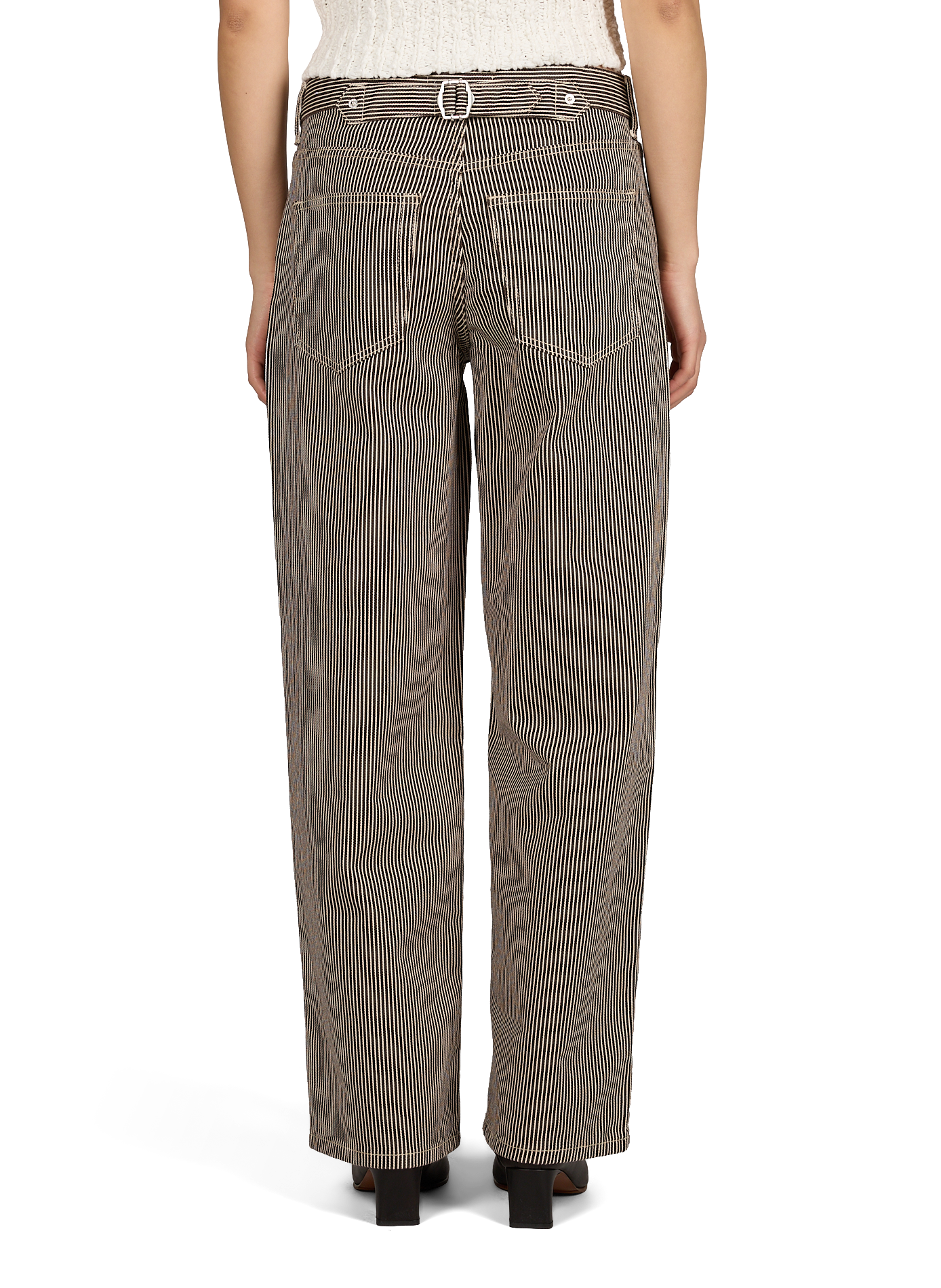 Jean droit à rayures TOPSHOP Marron