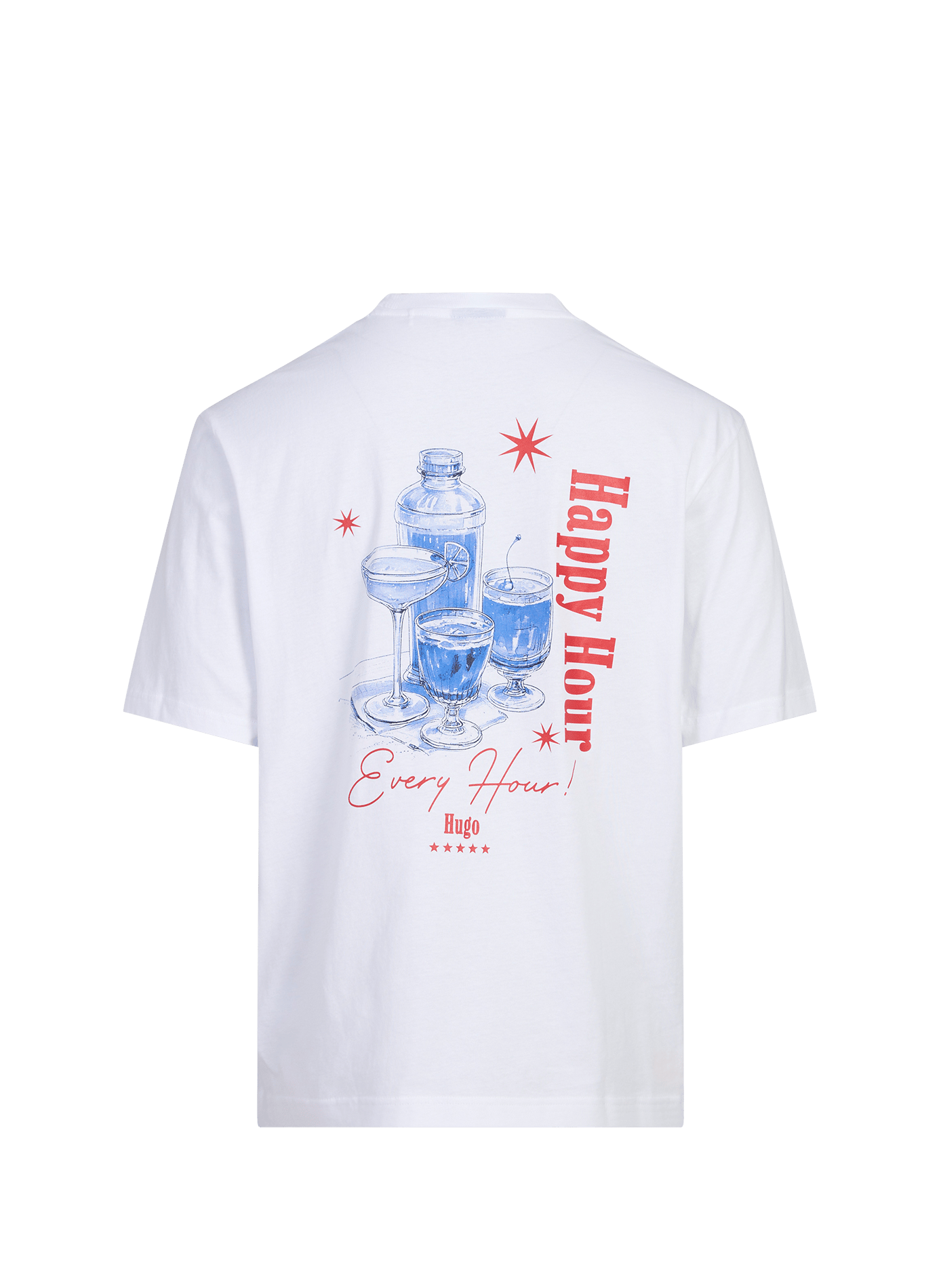 Straight printed logo t-shirt HUGO BLUE White