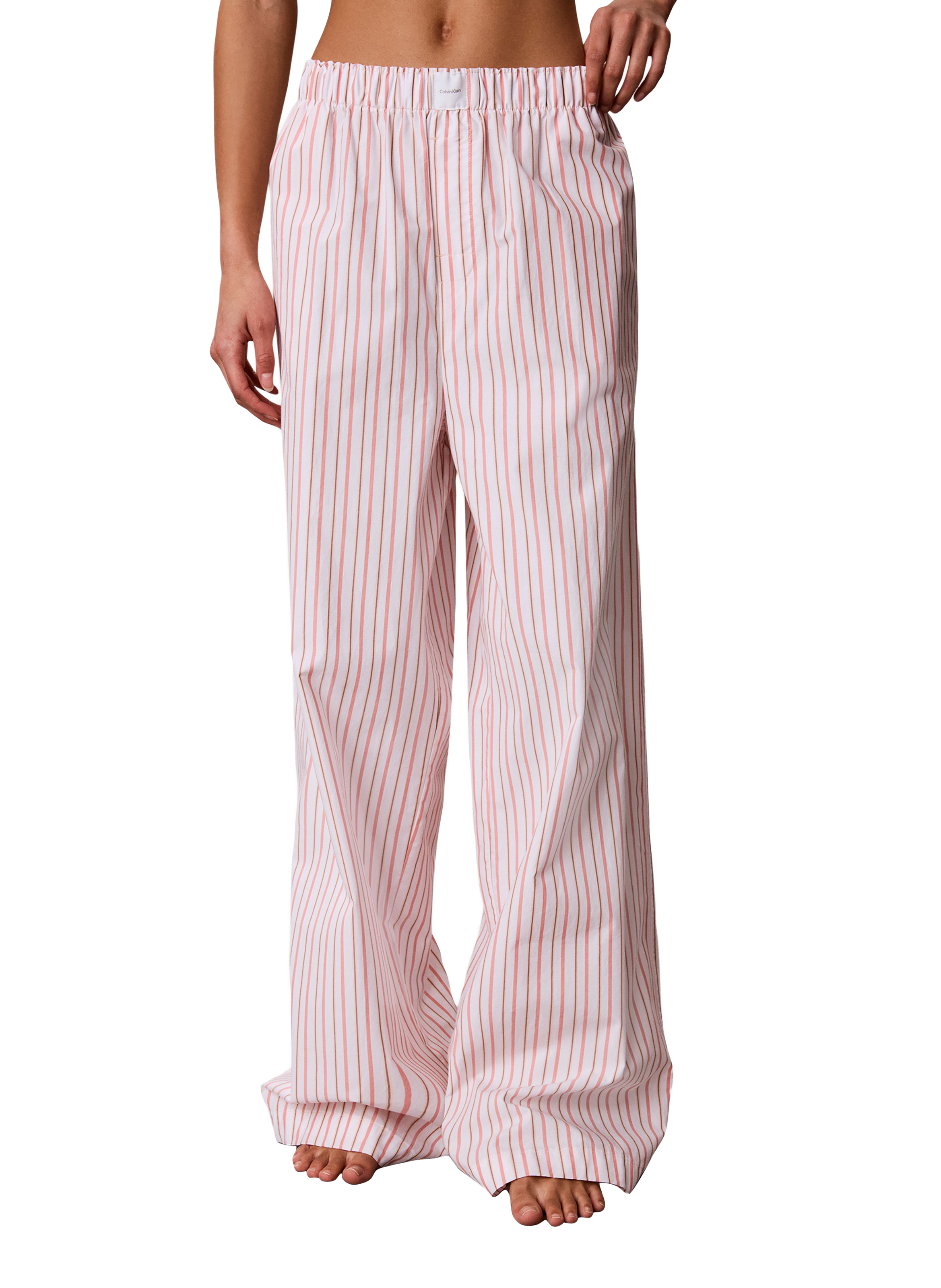 Pantalon de pyjama ample rayé en coton CALVIN KLEIN Orange