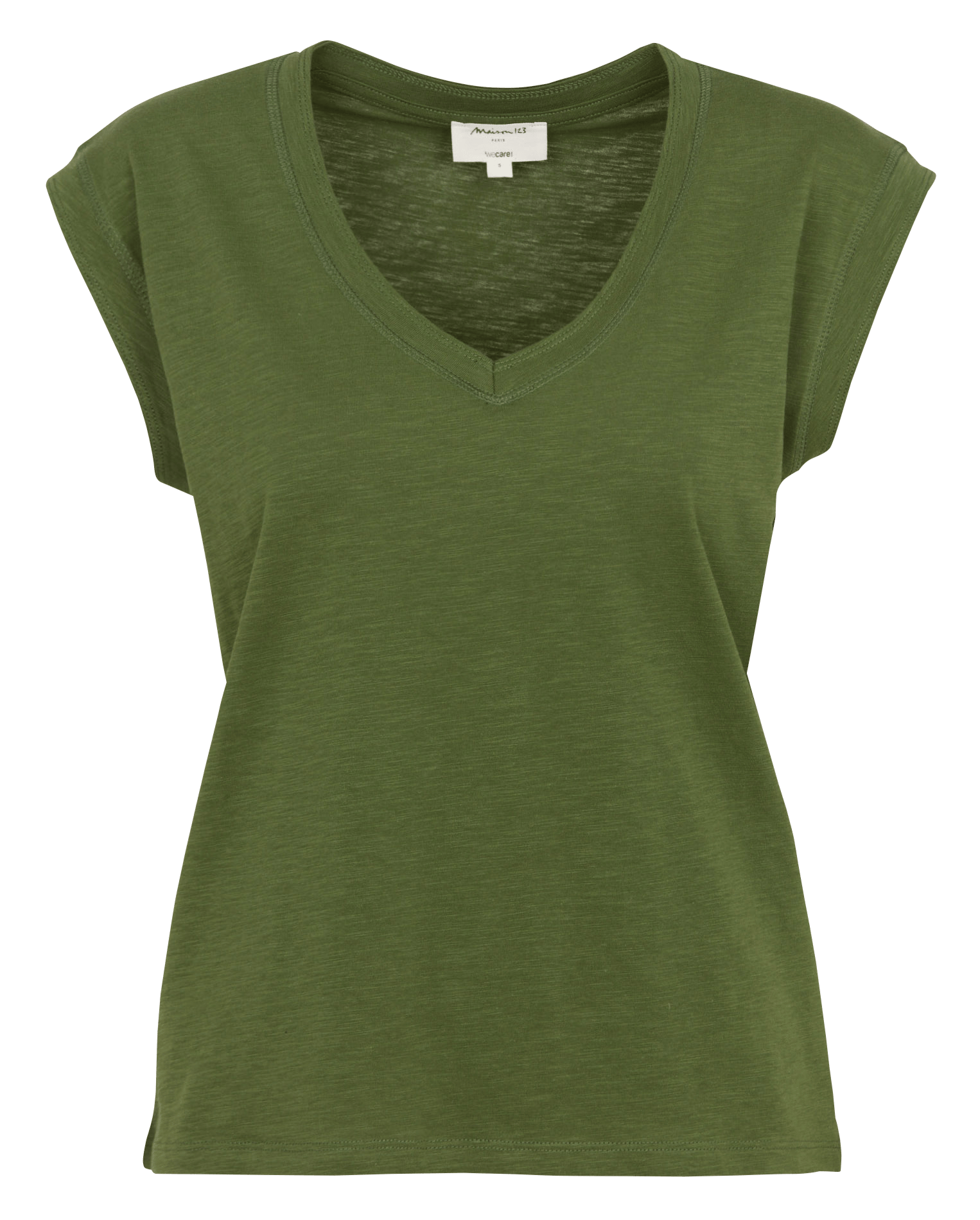 Tee-shirt col v en coton delya MAISON 123 Vert