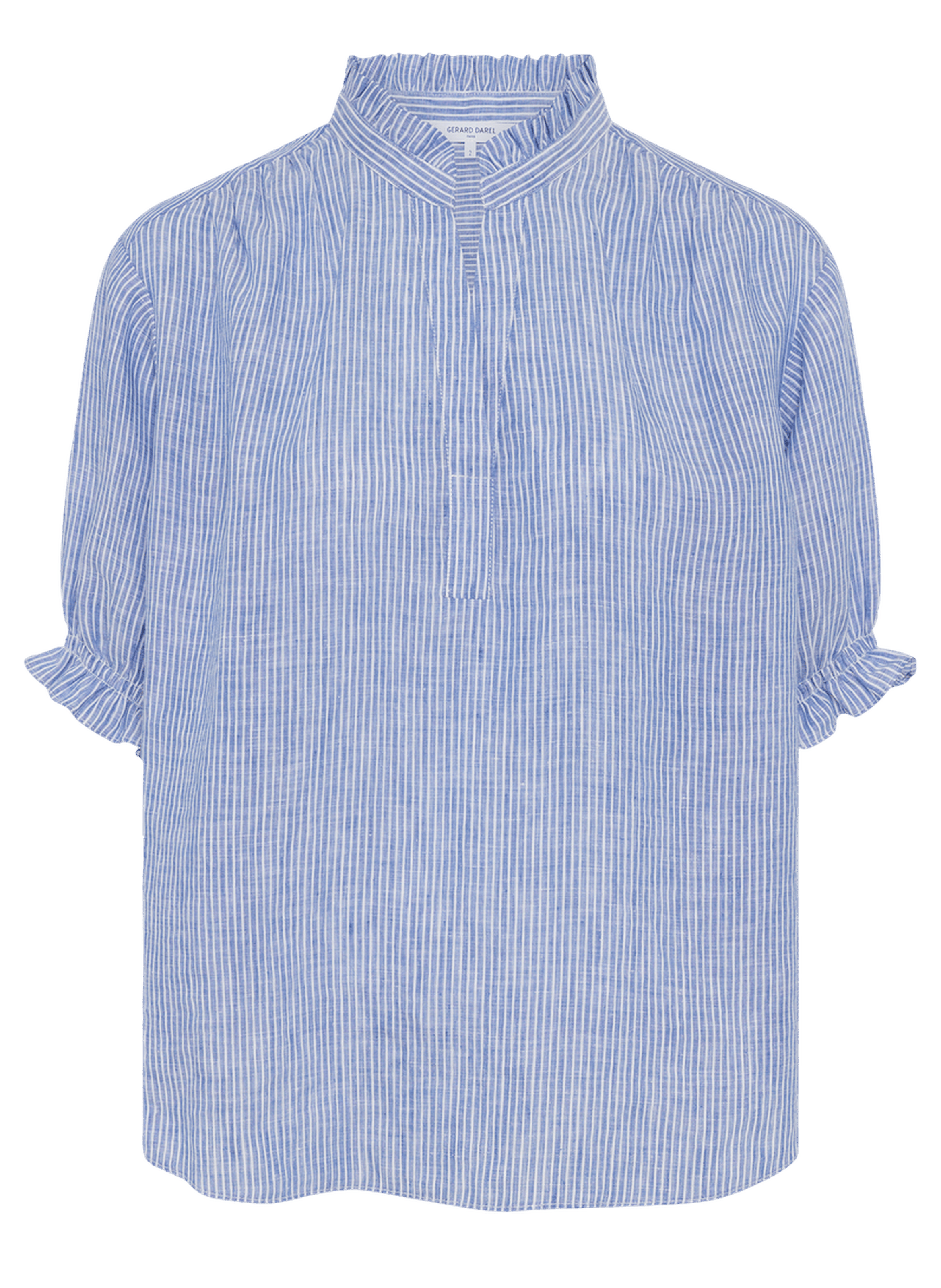 Blouse rayée à volants en lin - cezia GERARD DAREL Blanc