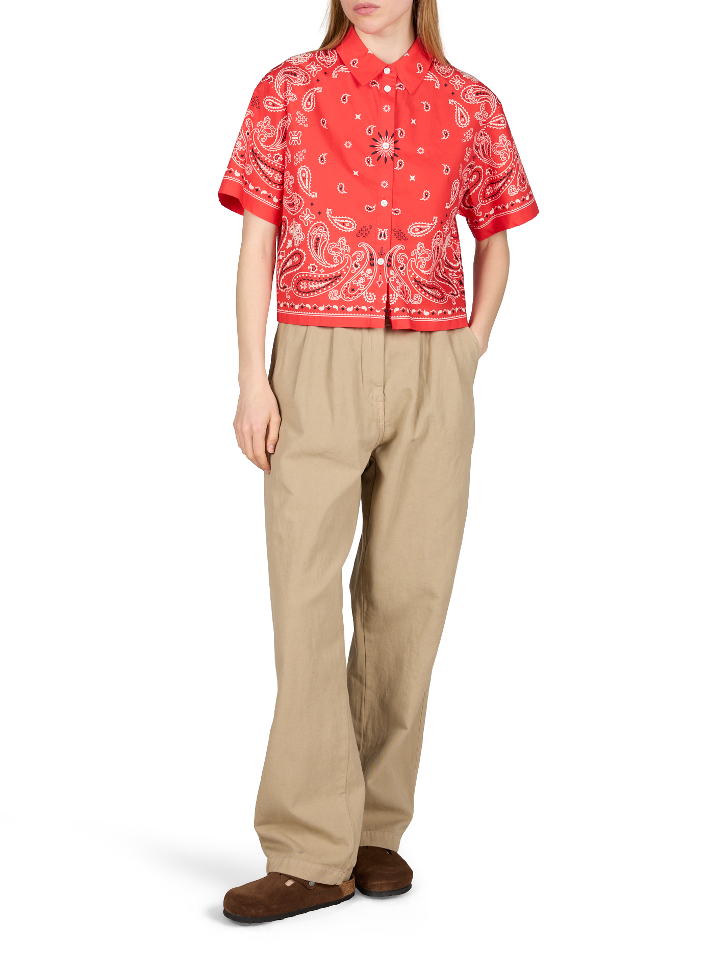 Luz bandana pattern cotton blouse SUNCOO Red