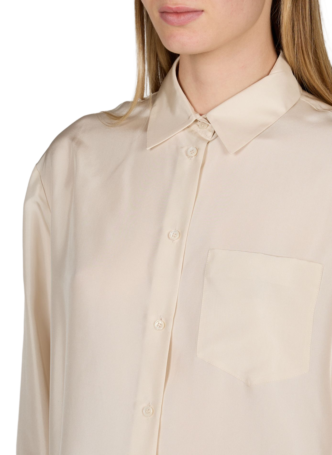 Blusa recta de seda habotai Beige
