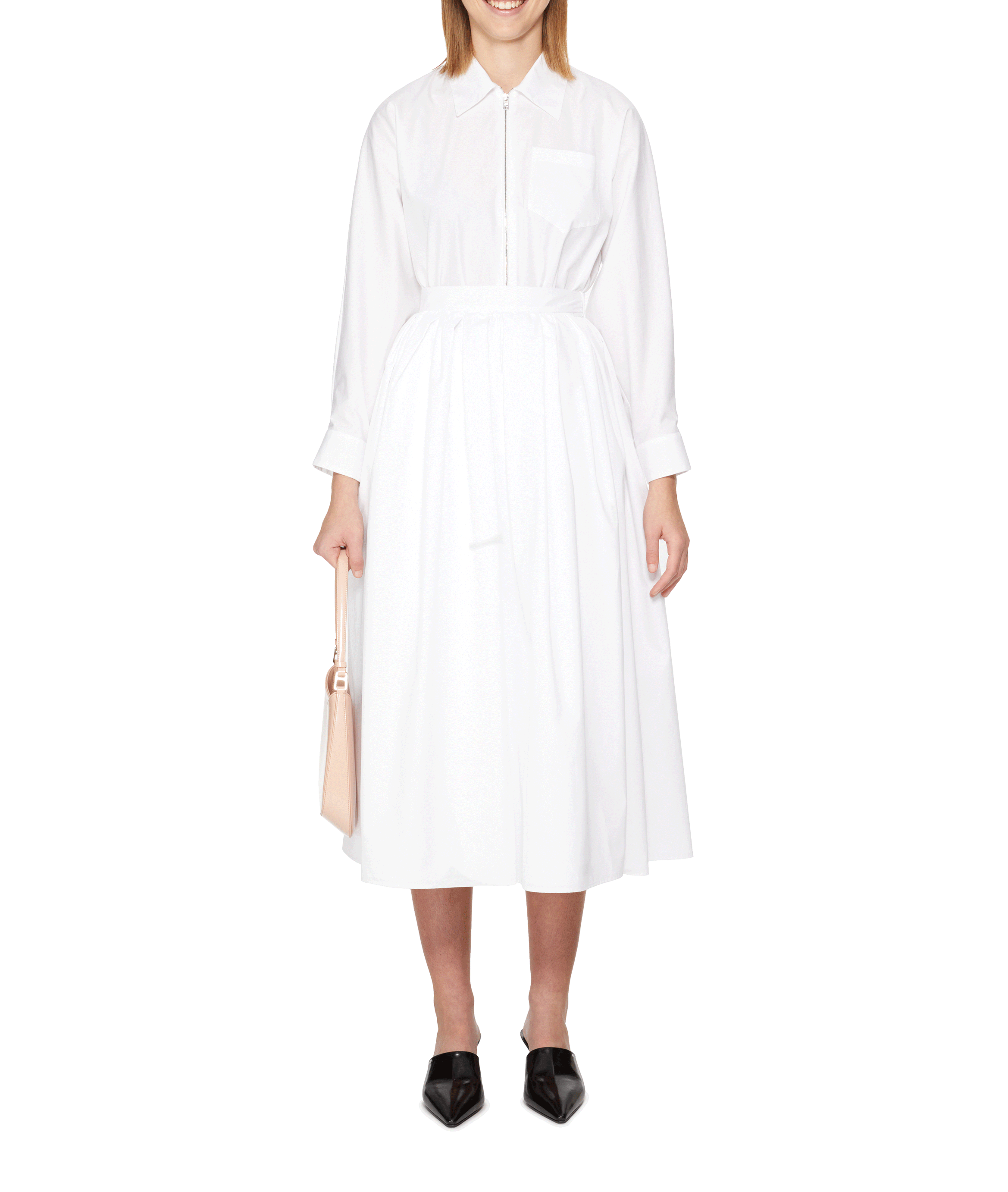 Stretch cotton poplin dress PRADA White