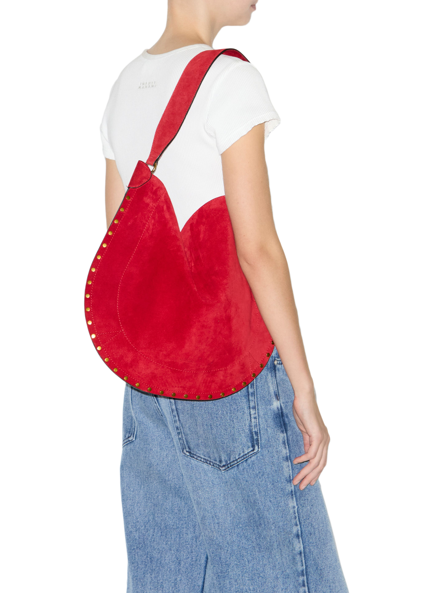 Oskan Hobo shoulder bag in soft calf leather ISABEL MARANT Red