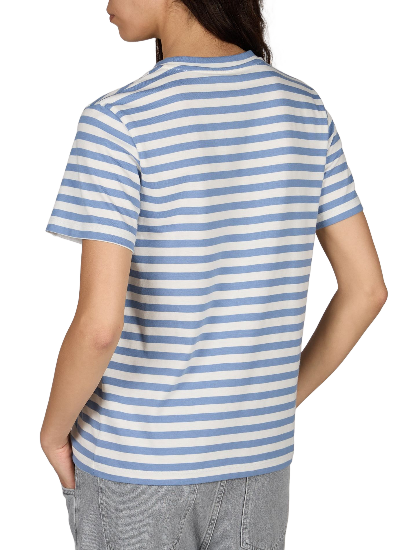 T-shirt rayé à logo brodé en coton CLOSED Multicolore