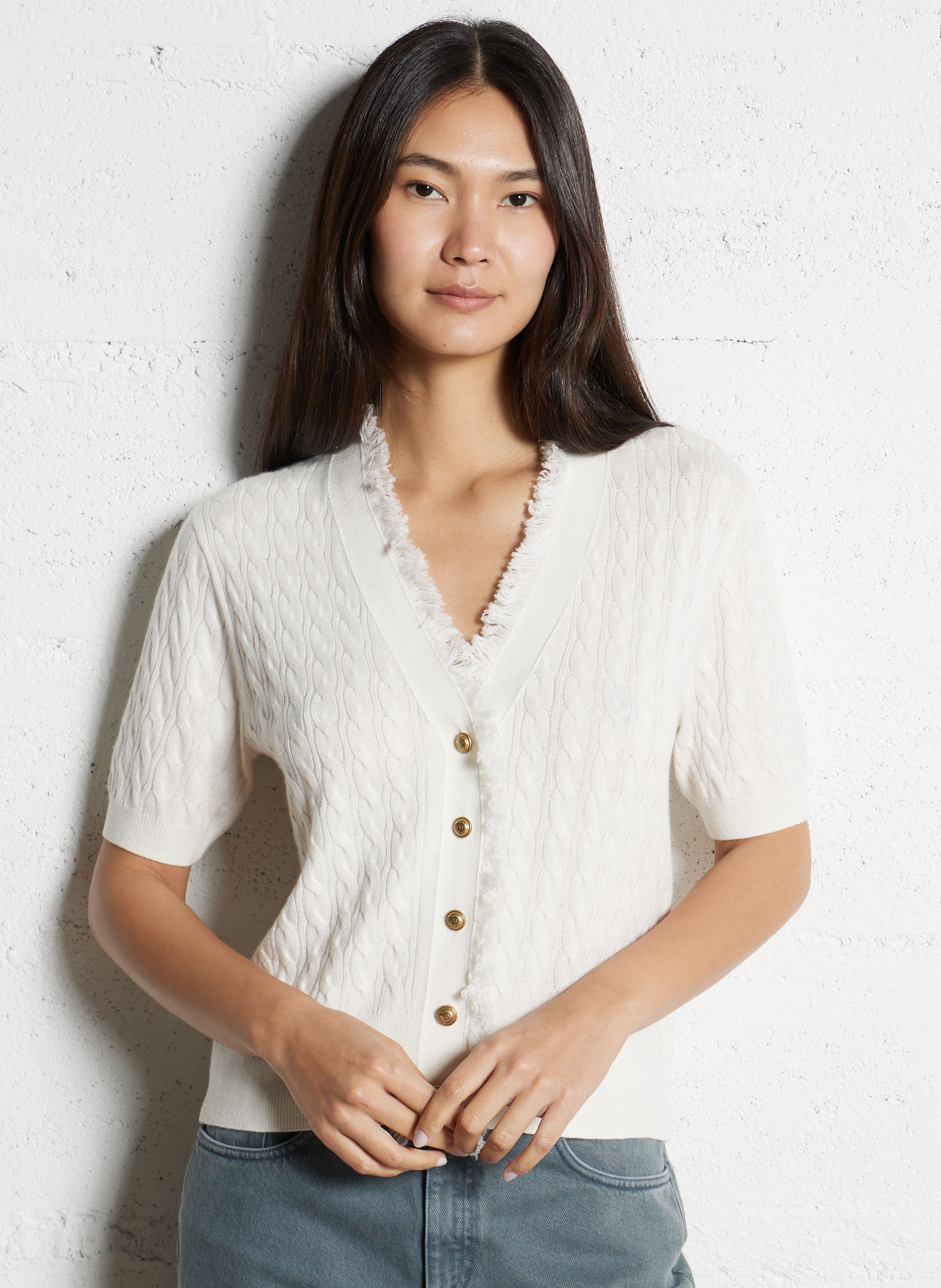 Gilet col v IKKS Blanc