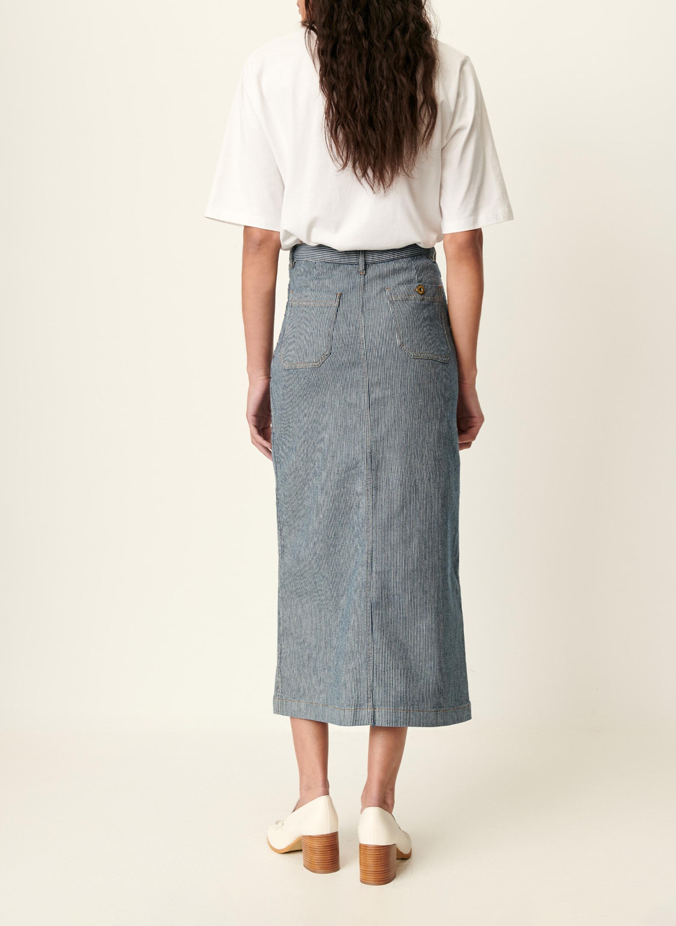 Jupe midi droite en coton mélangé uptay SESSUN Bleu