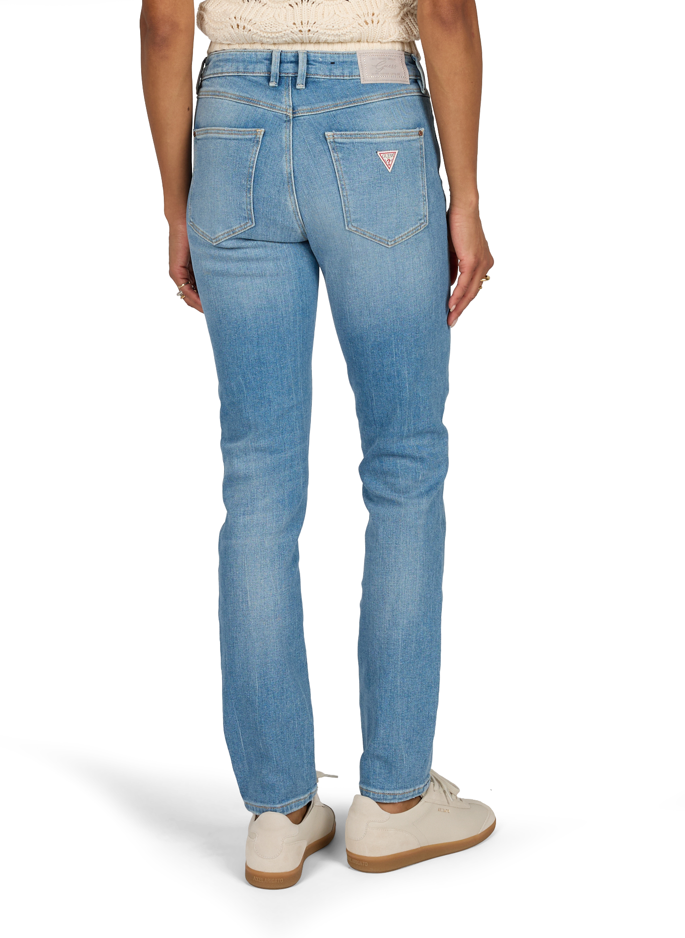 Skinny jeans 1981 in washed mixed cotton. GUESS Blue