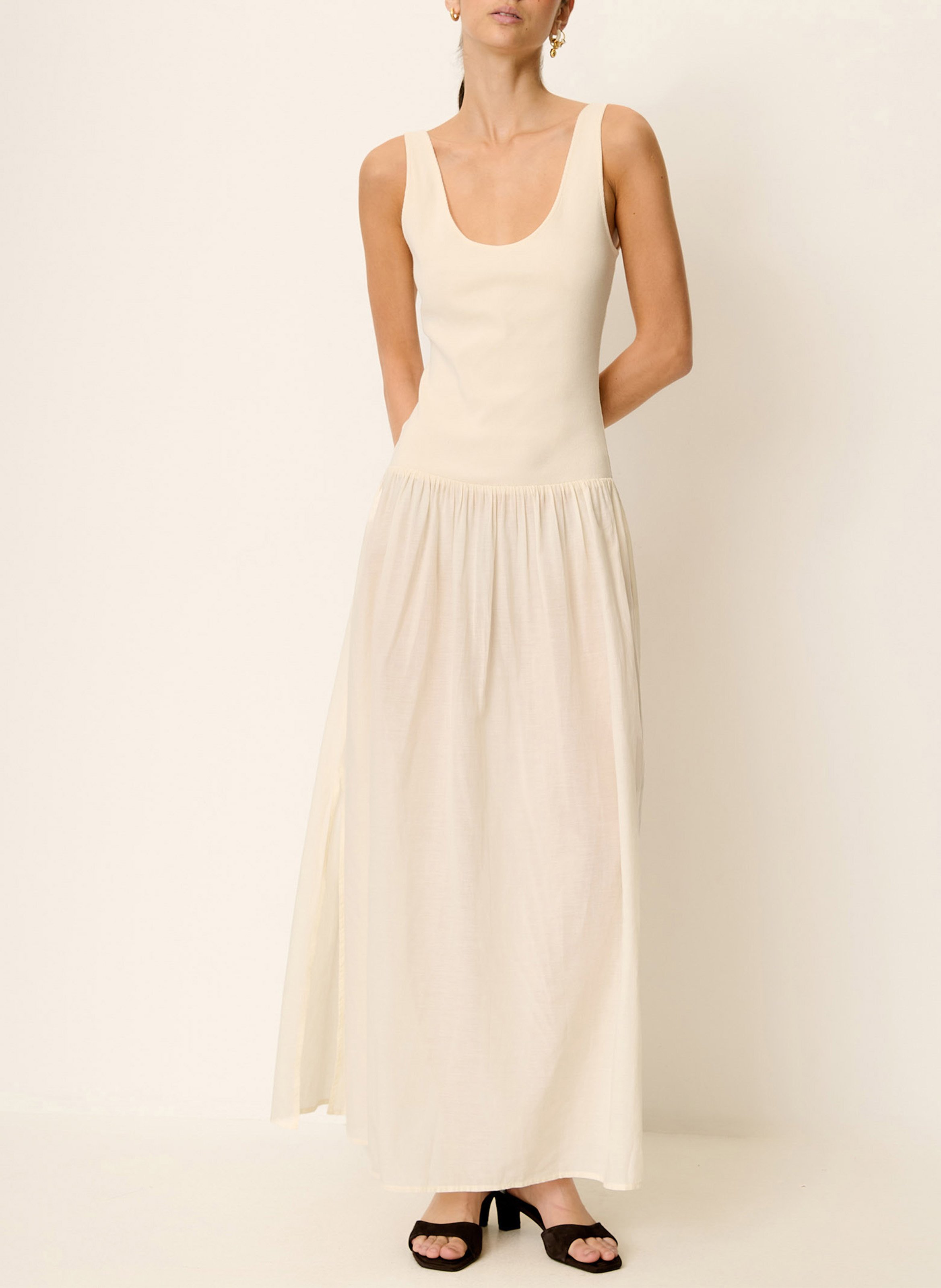 Robe longue évasée en coton mélangé solao SESSUN Beige