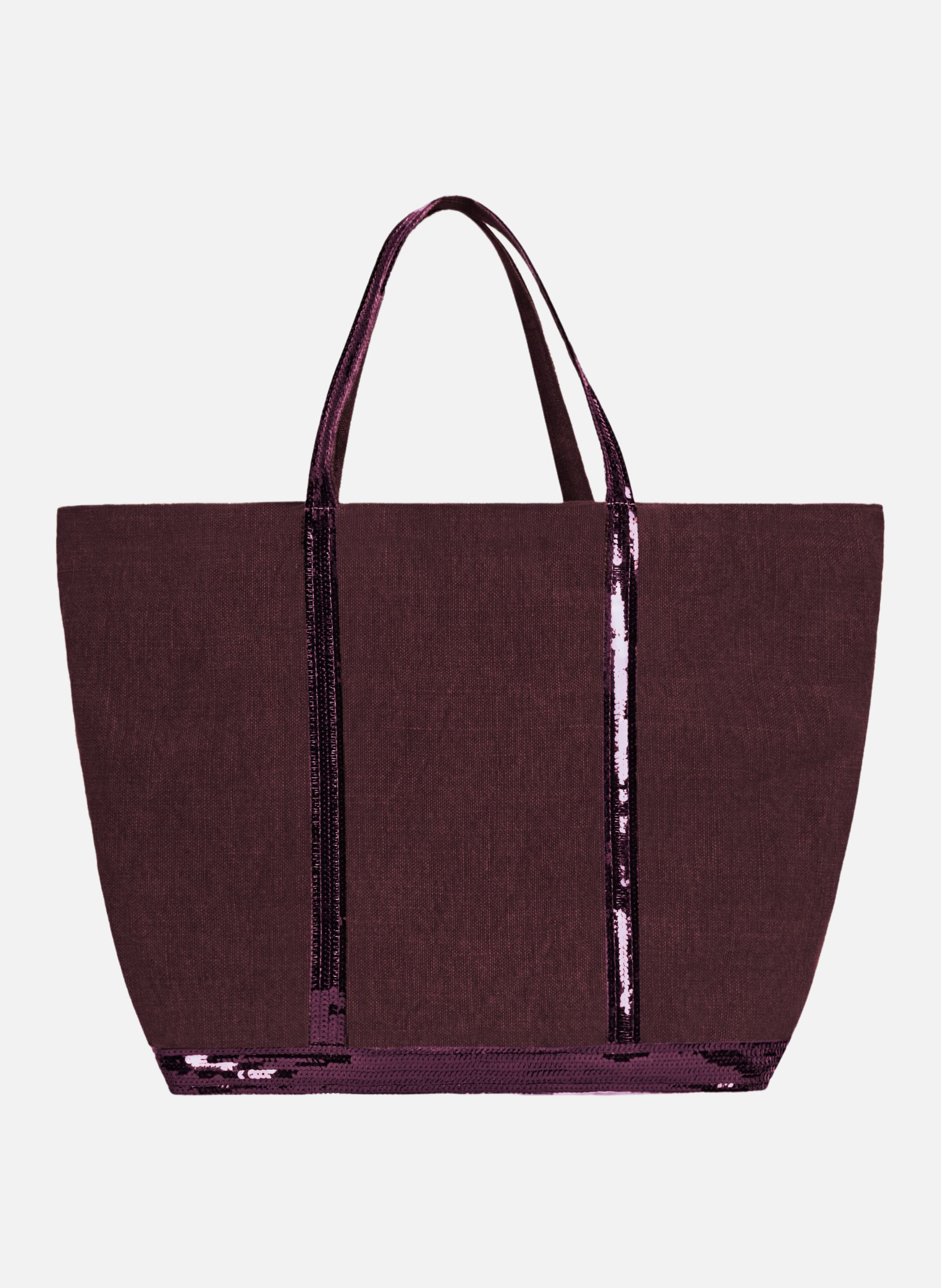 Cabas xl en lin  Aubergine