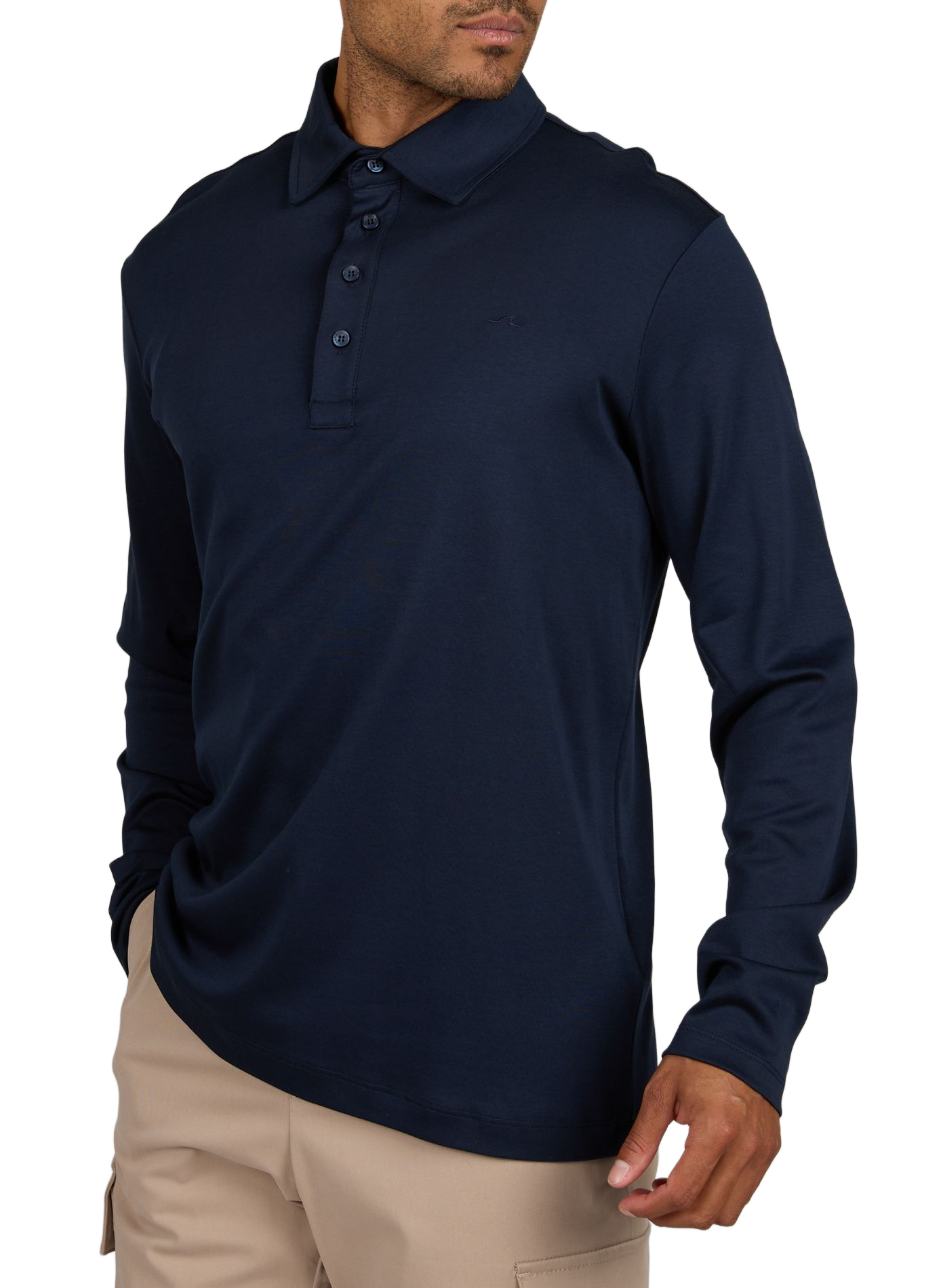 Straight fit long-sleeved cotton polo PAUL & SHARK Blue