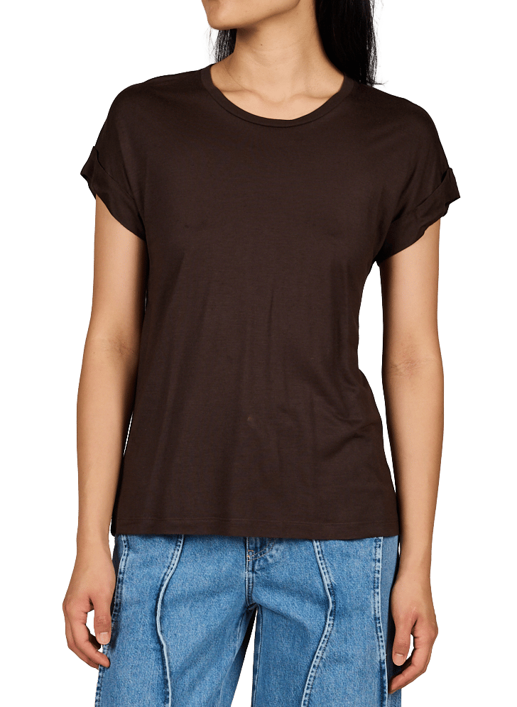 Gerader Rundhalsausschnitt T-Shirt CLOSED Braun