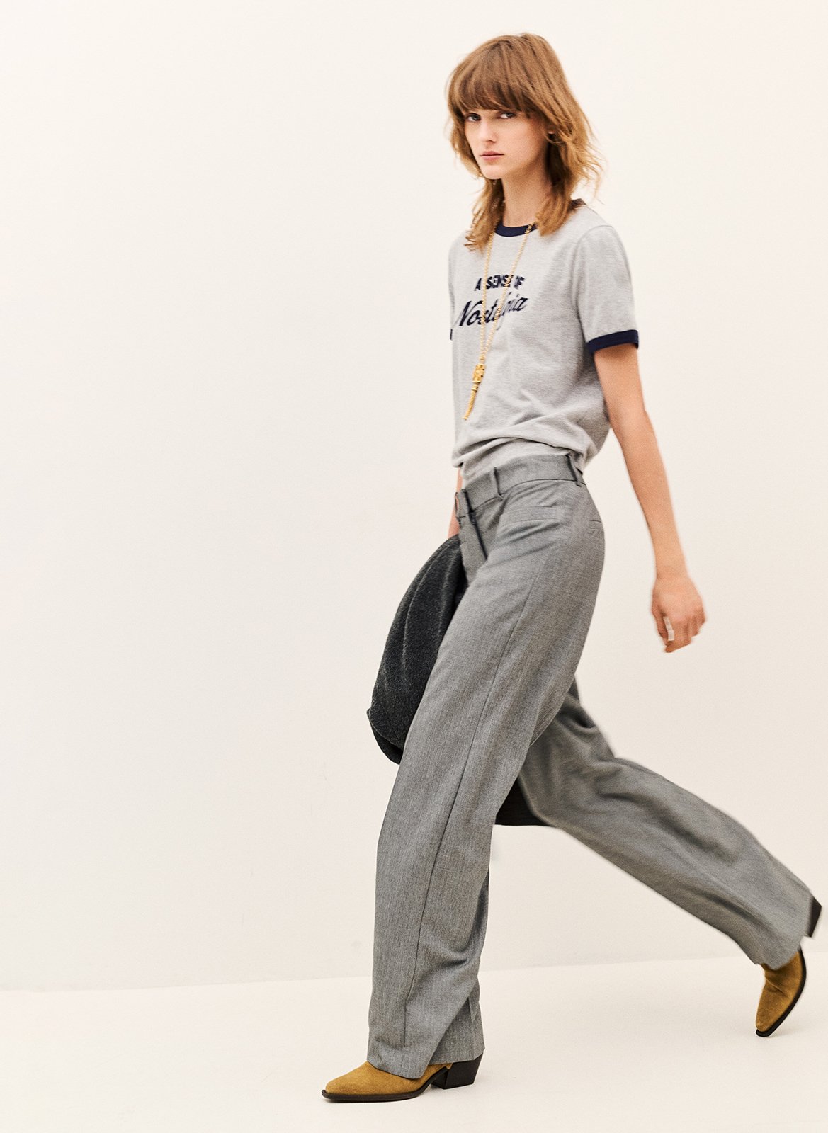 Effen rechte pantalon in pistachekleur | Grijs BA&SH Dames