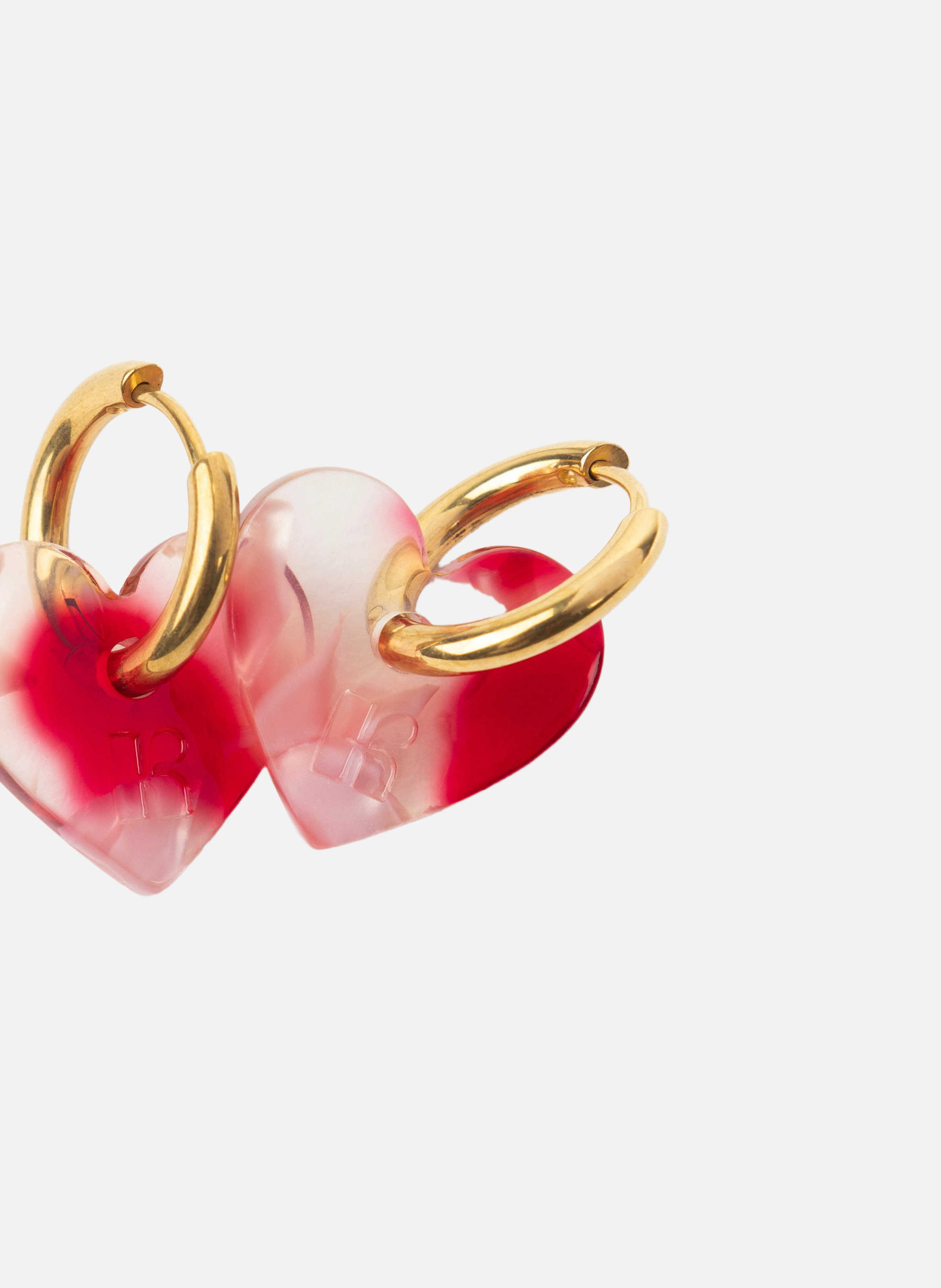 Boucles d'oreilles lova lova avec anneaux en acier inoxydable argenté | Rouge KURAGE GINZA Montres et Bijoux