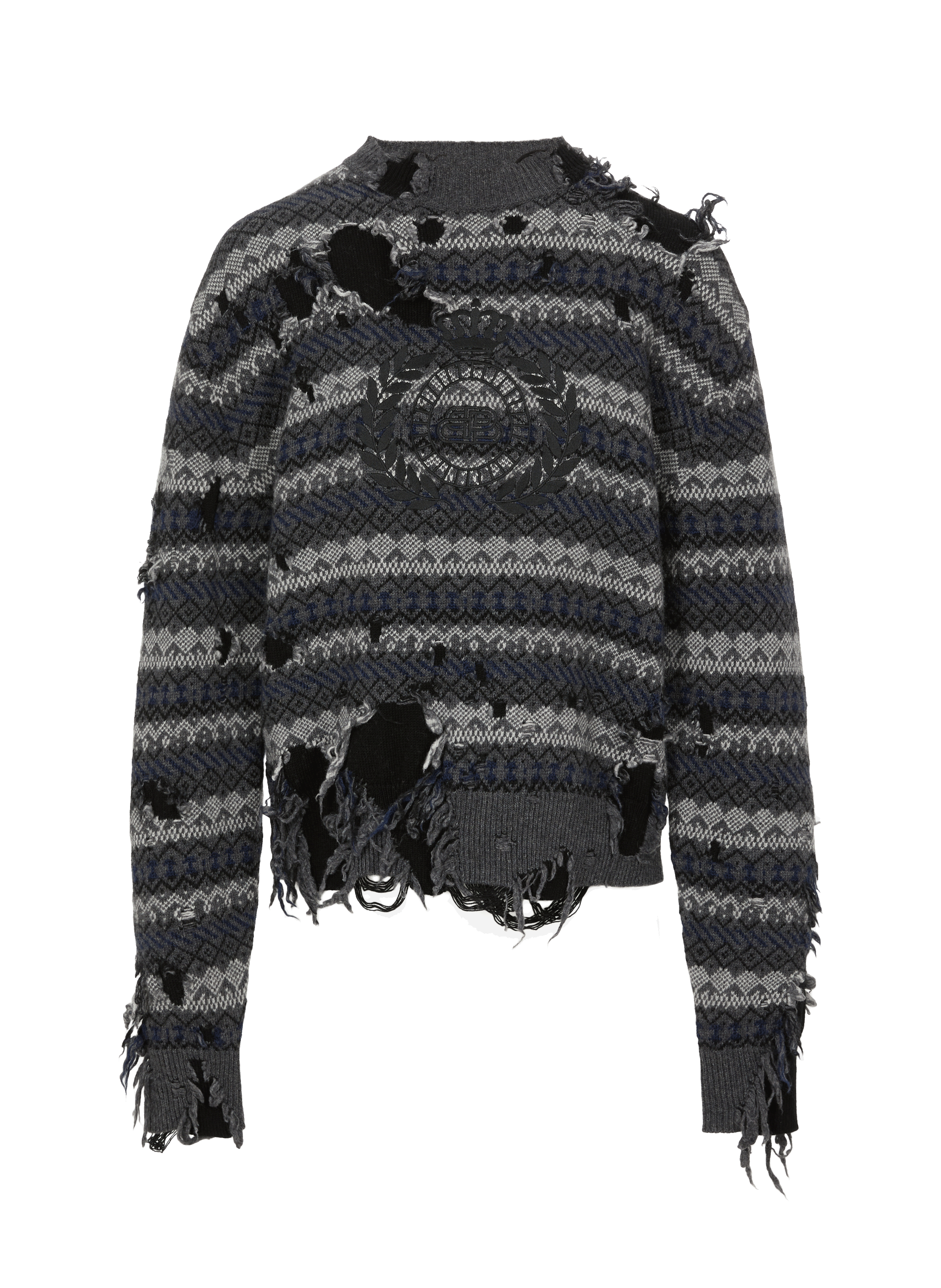 Pull effet usé en laine mélangée