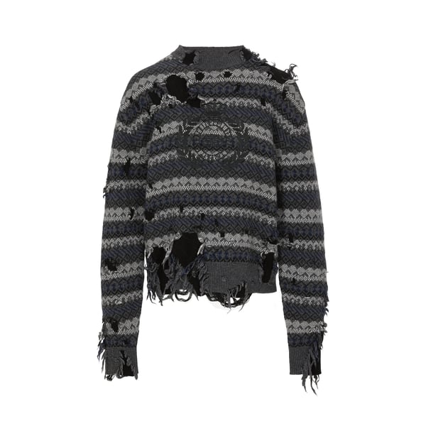 Pull effet usé en laine mélangée