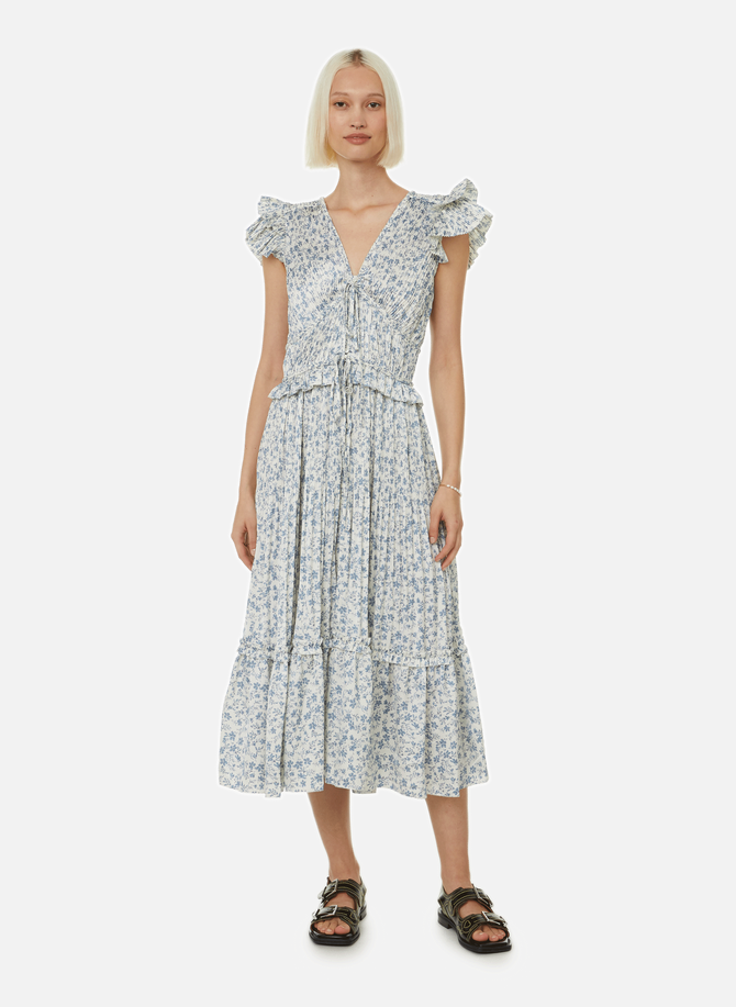Pleated printed dress in recycled polyester blend POLO RALPH LAUREN