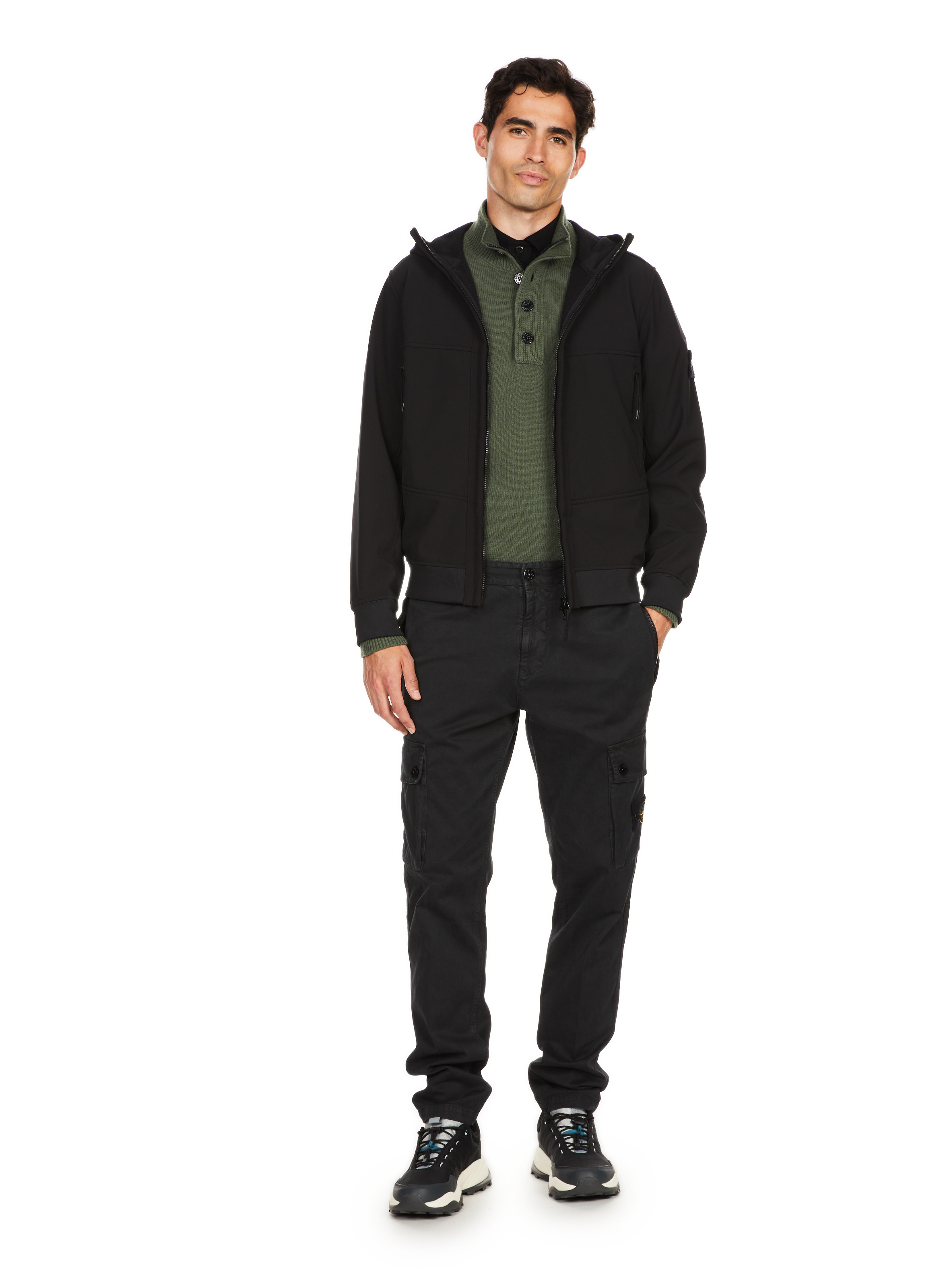 Cotton Cargo Pants STONE ISLAND Black