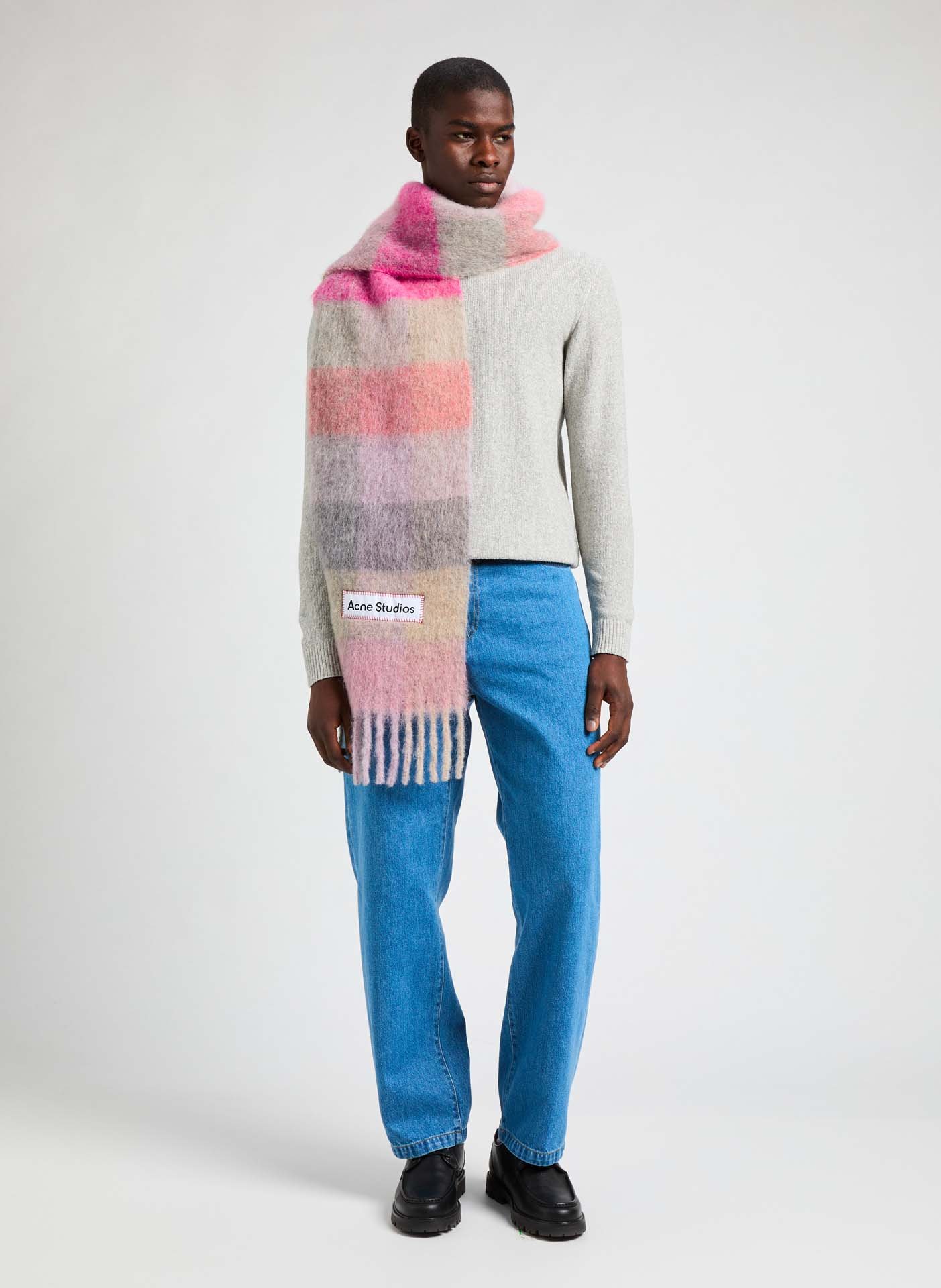 Alpaca and mohair-blend scarf ACNE STUDIOS Pink
