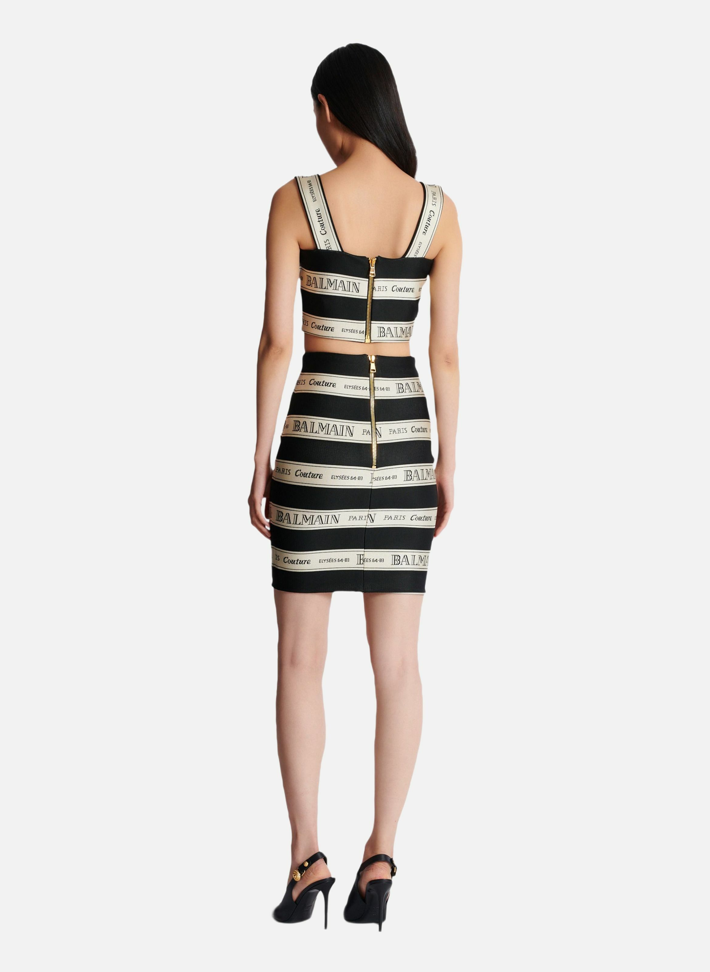 Jupe courte en jacquard à motif ruban balmain BALMAIN Noir