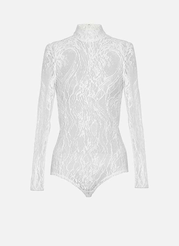 Body en dentelle à manches longues Blanc by BALMAIN BALMAIN Body en dentelle à manches longues Blanc