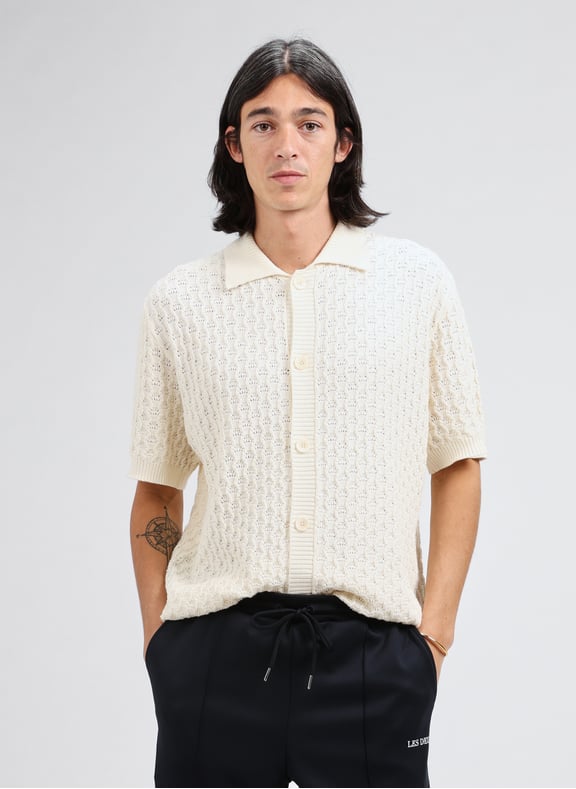 Openwork knit shirt Beige by LES DEUX LES DEUX Openwork knit shirt Beige
