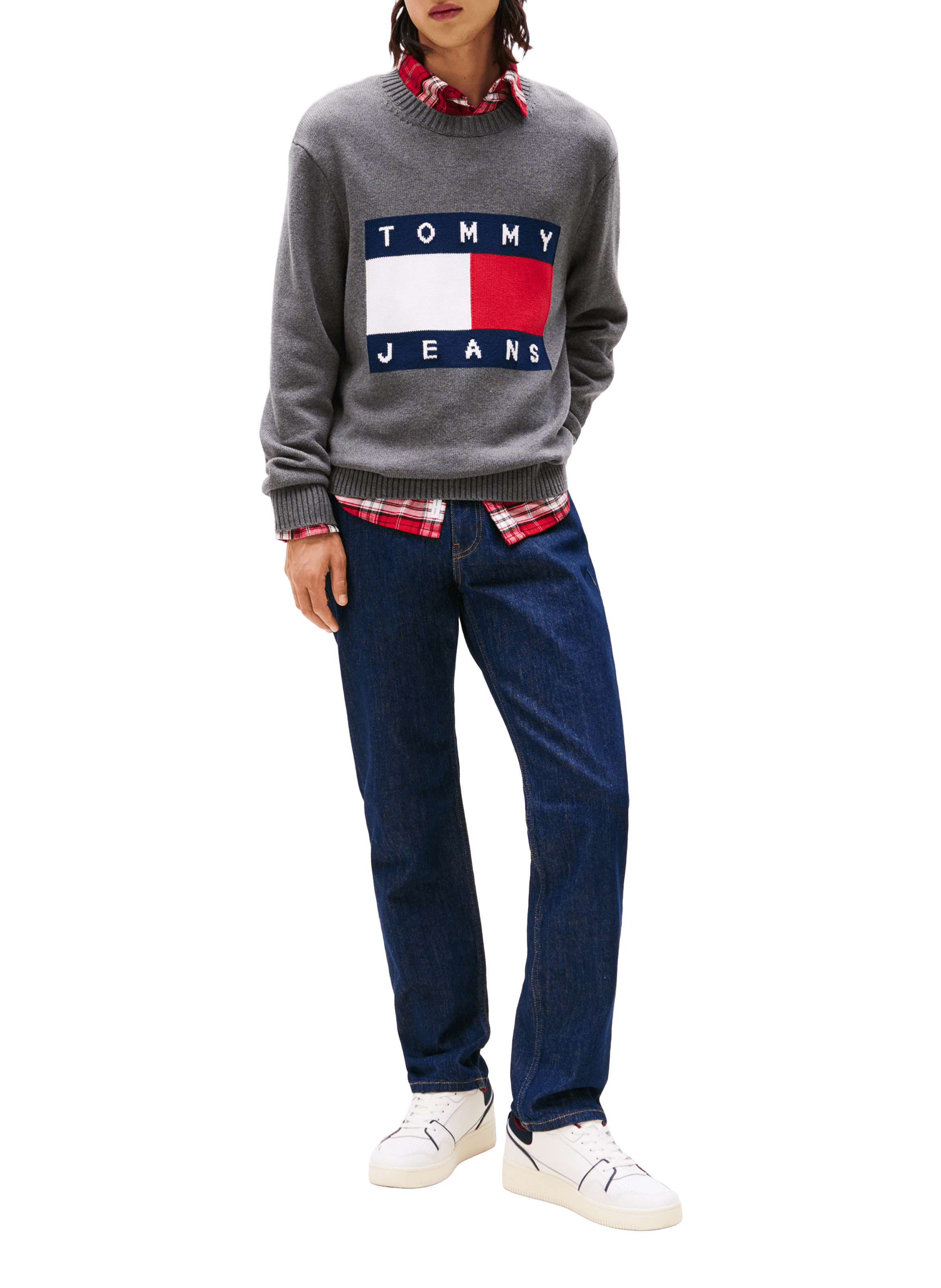 Mottled sweater with flag badge TOMMY HILFIGER Black