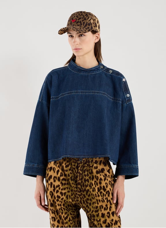 Button-up cotton denim blouse Blue by BELLEROSE BELLEROSE Button-up cotton denim blouse Blue