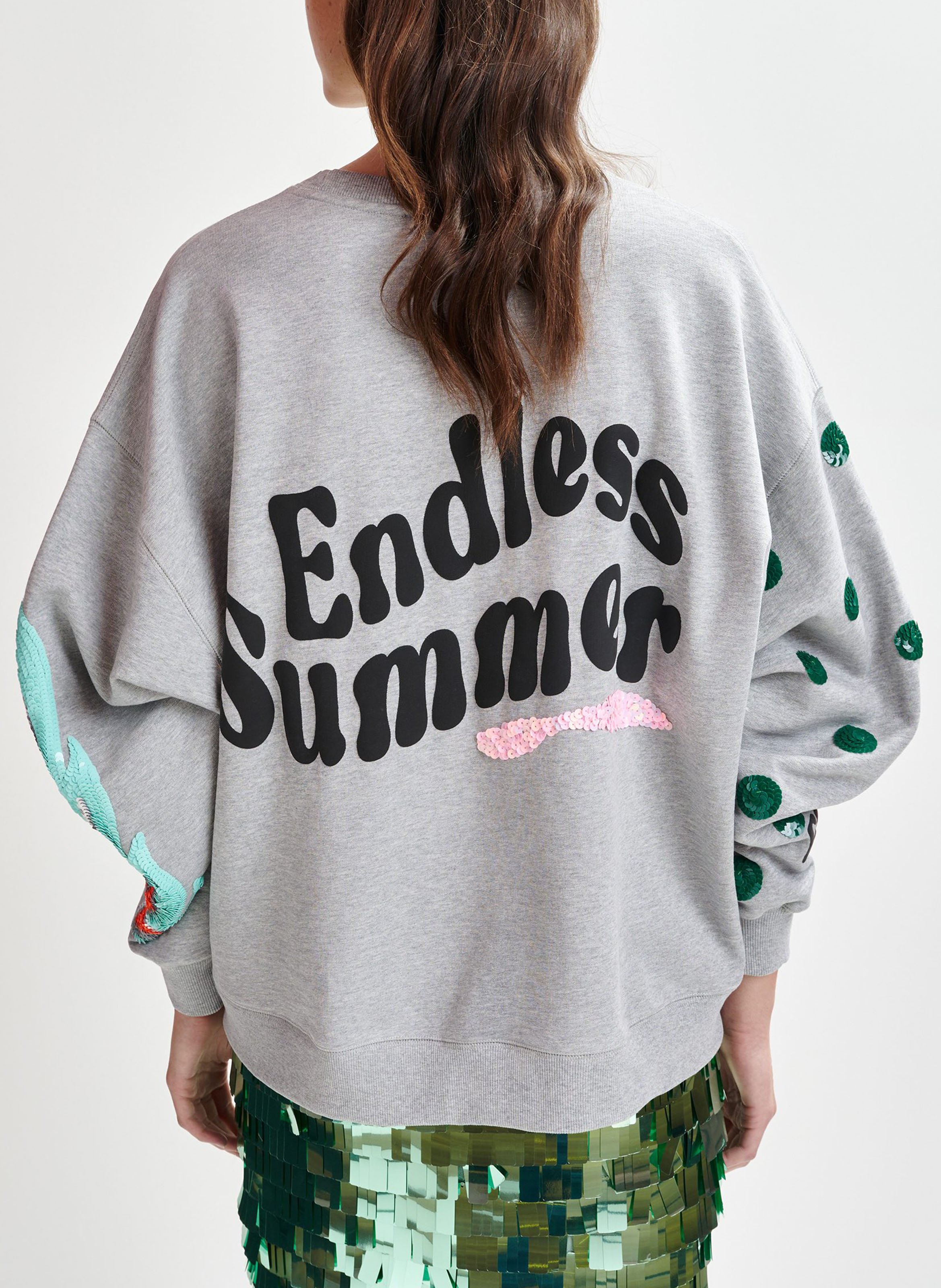 Sweat ample imprimé à broderies paillettes ihexperience ESSENTIEL ANTWERP Noir