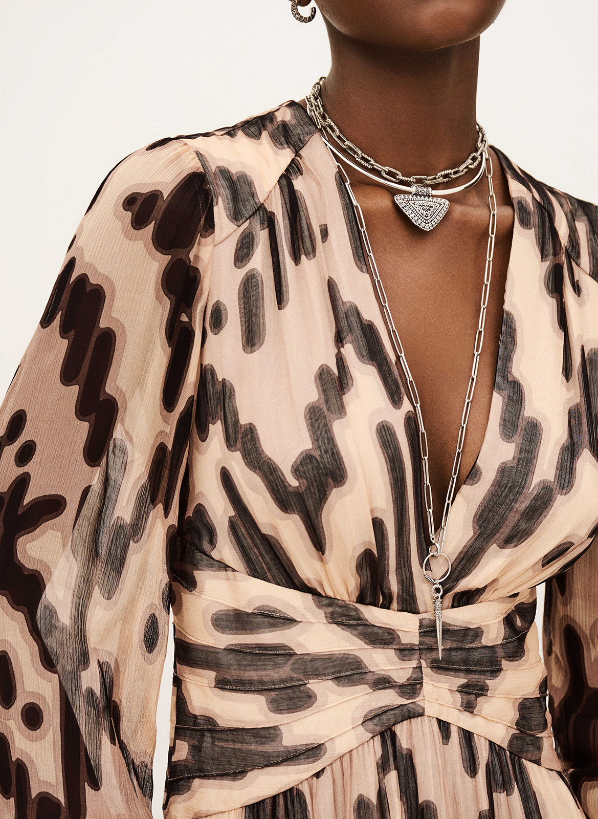 Robe midi imprimée décolleté v amor BA&SH Rose