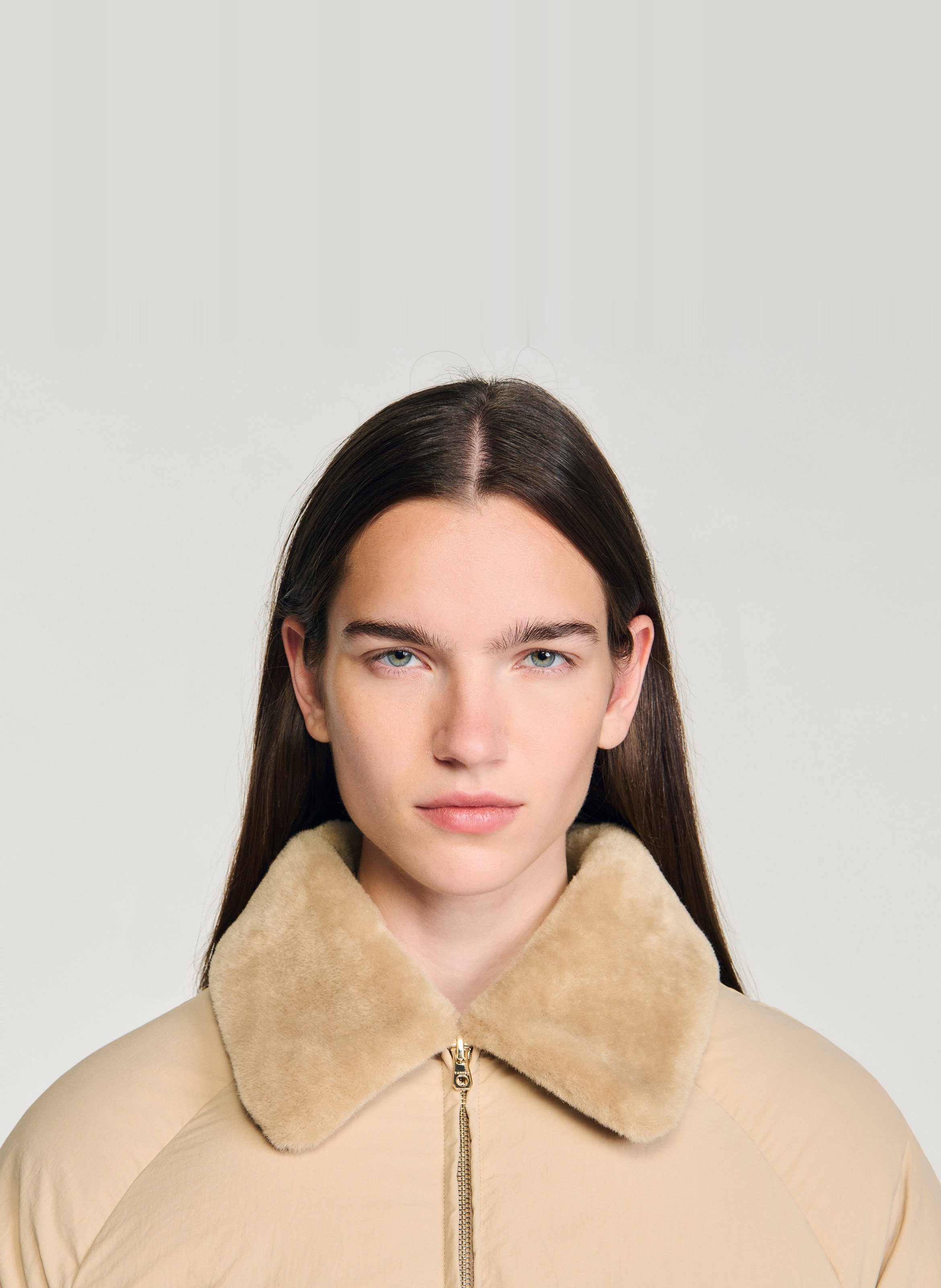 Doudoune oversize col classique SANDRO Beige