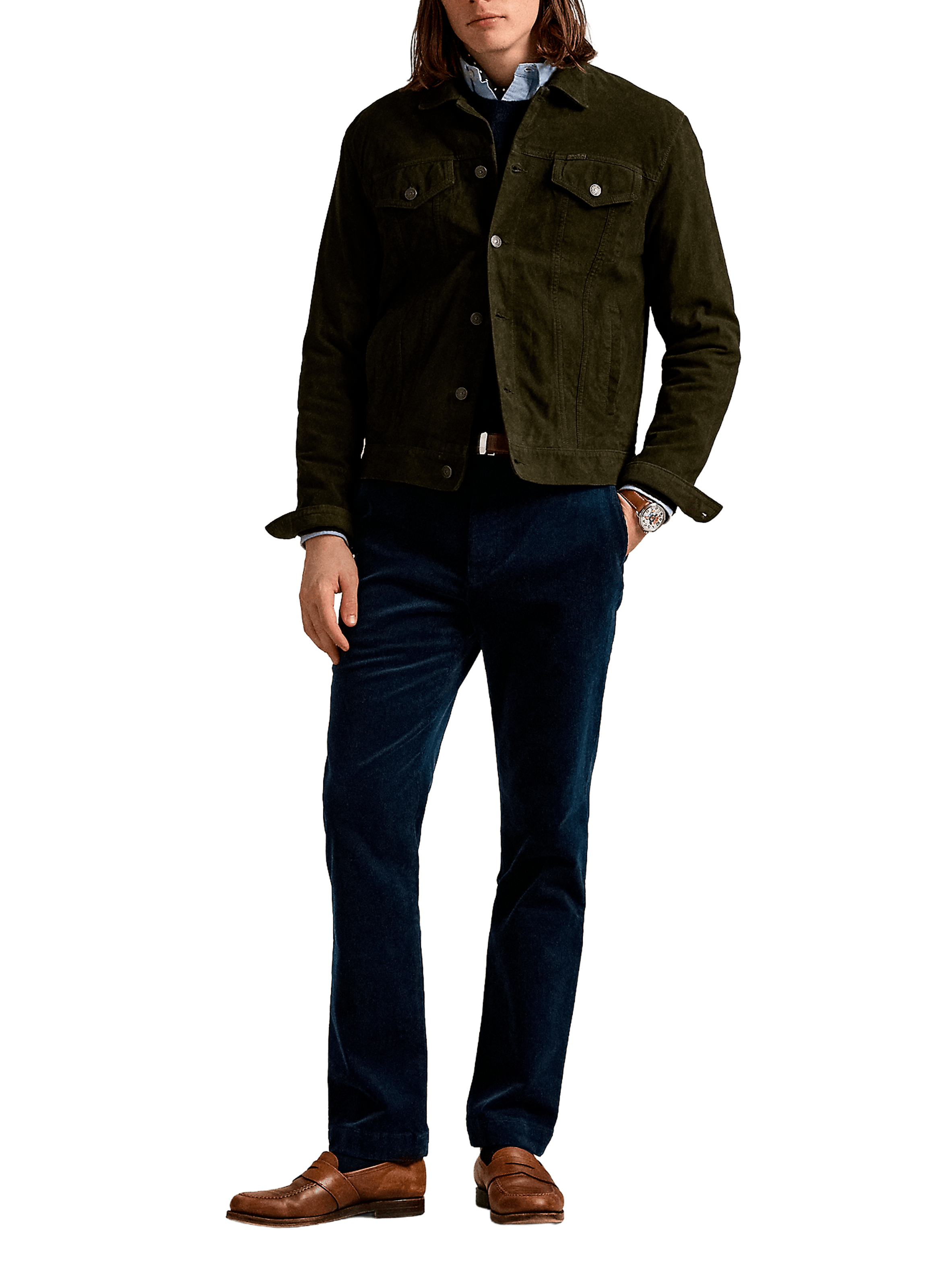 Pantalon en velours côtelé en coton mélangé POLO RALPH LAUREN Bleu